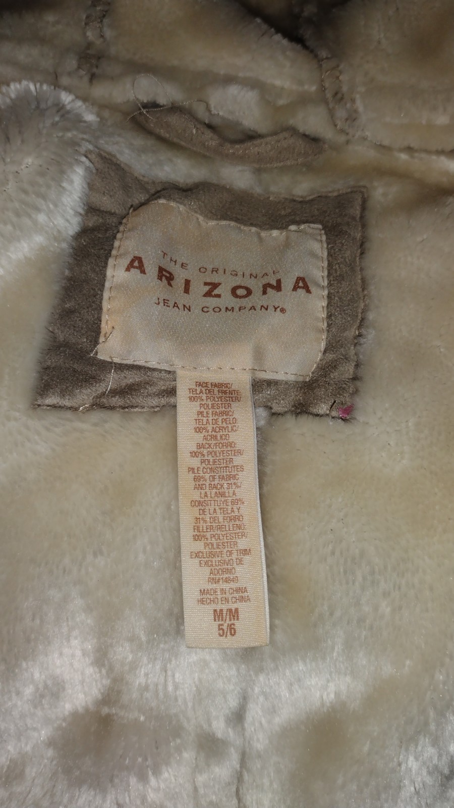 Arizona Jean Company Jacket GIRLS Size M 5/6 Faux Fur Shearling Coat