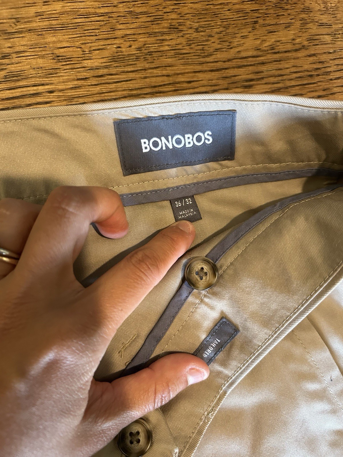 Bonobos Beige Weekday Warrior Dress Pants 36×32 Men’s Tailored Fit Straight Leg
