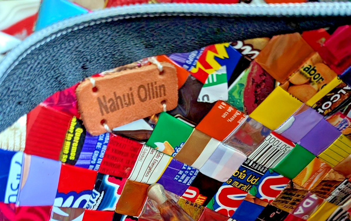 RARE Nahui Ollin TOP HANDLE Candy Wrapper Woven Purse