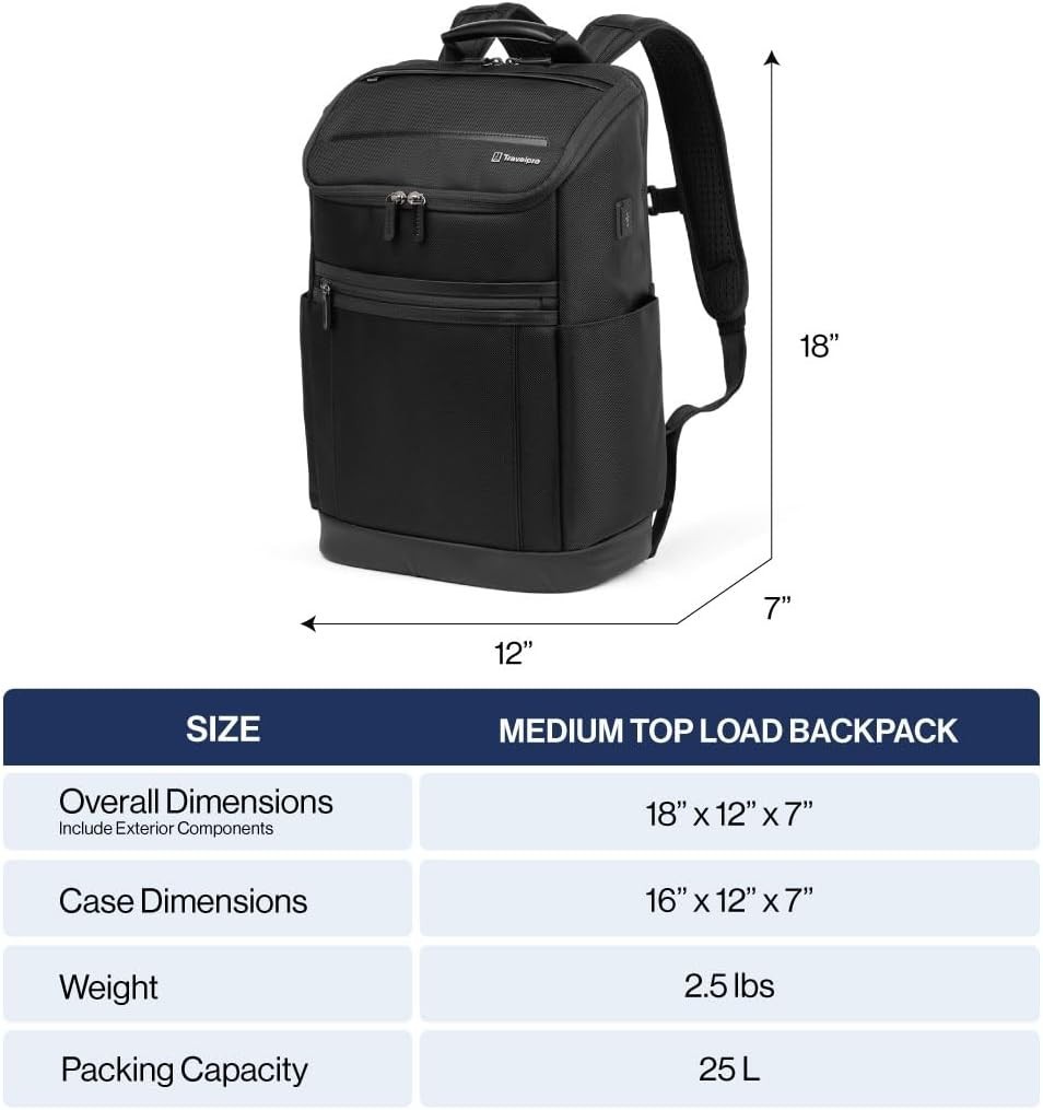 Travelpro Crew Executive Choice 3 Medium Top Load Backpack Blue for 15.6″ Laptop
