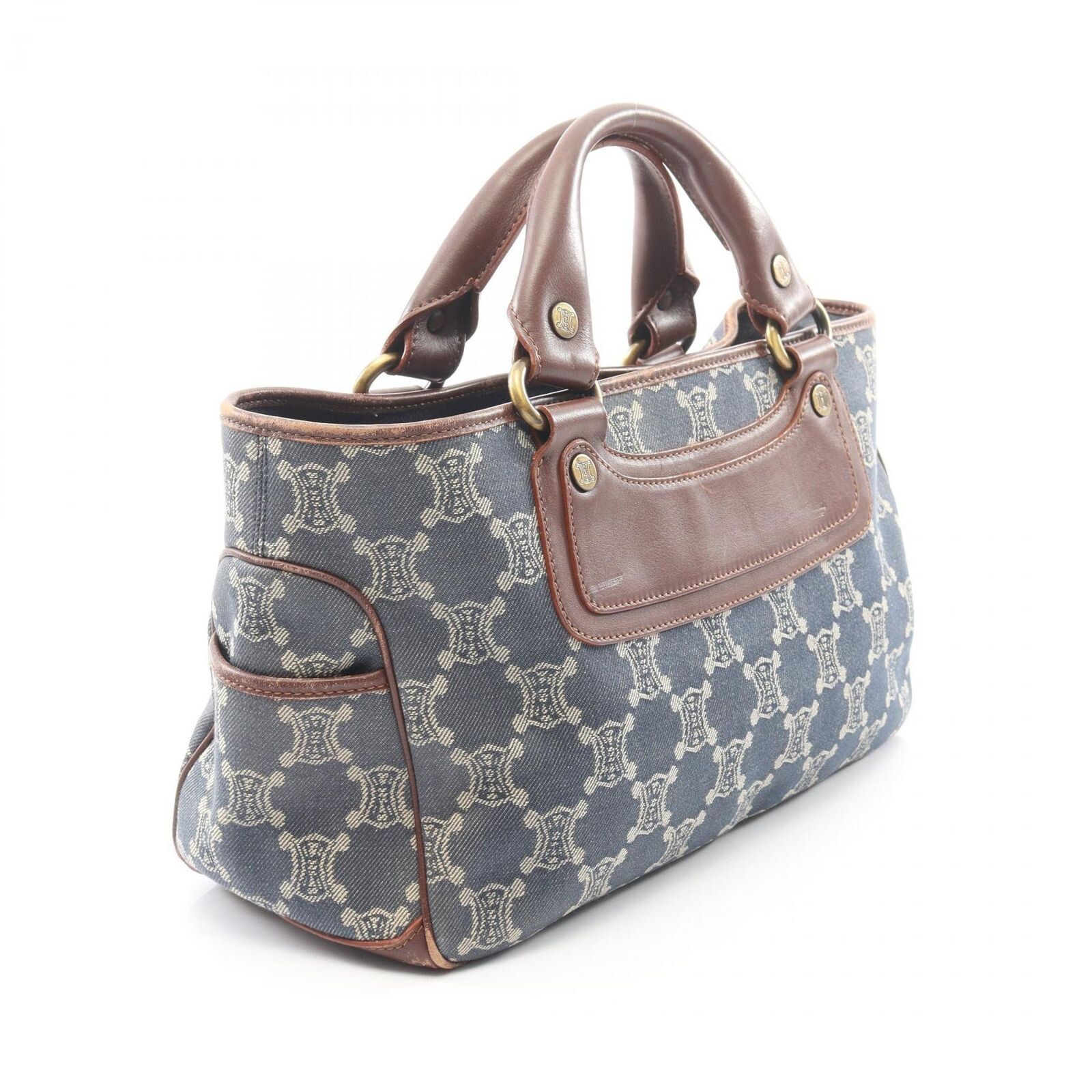 CELINE Boogie Bag Paris Macadam Denim Leather Monogram Handbag Auth