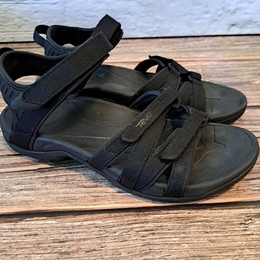 Teva Tirra Black Sport Sandals Womens 9 Hiking Water Shoes Strappy Walking