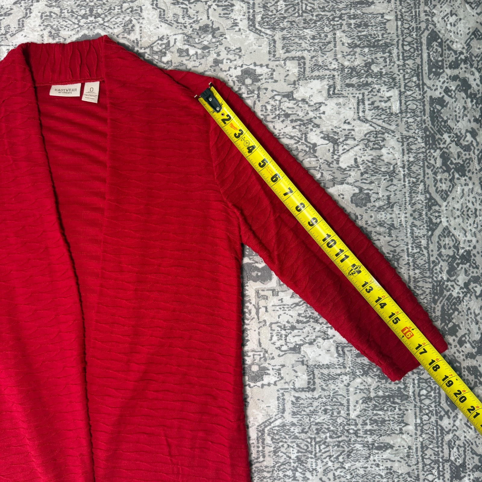 Chico’s Easy Wear Red Lightweight Open Cardigan Size 0 (Small/Medium)
