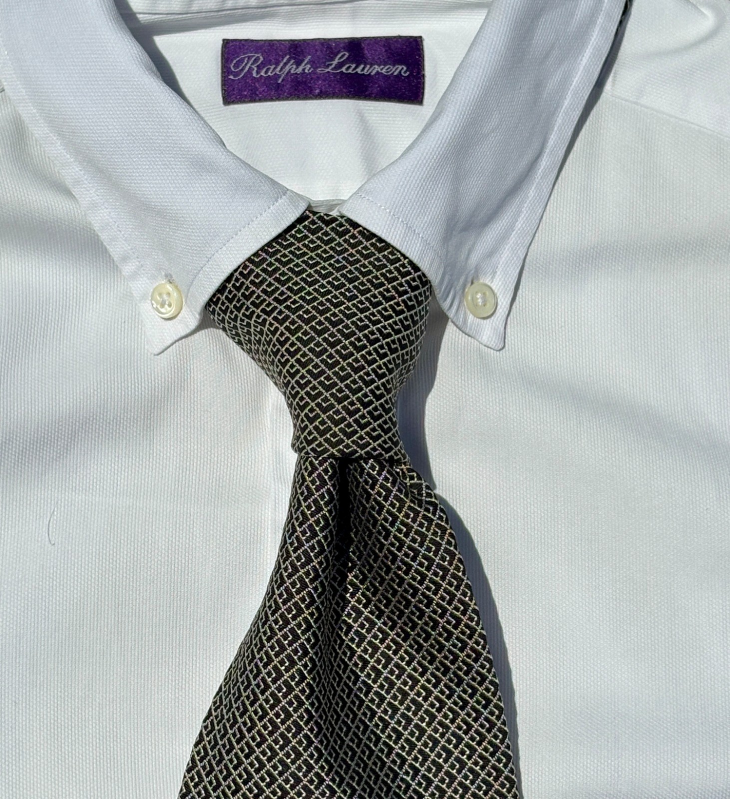 Ralph Lauren Purple Label Blue & Silver Woven Silk Tie – England – $235.00