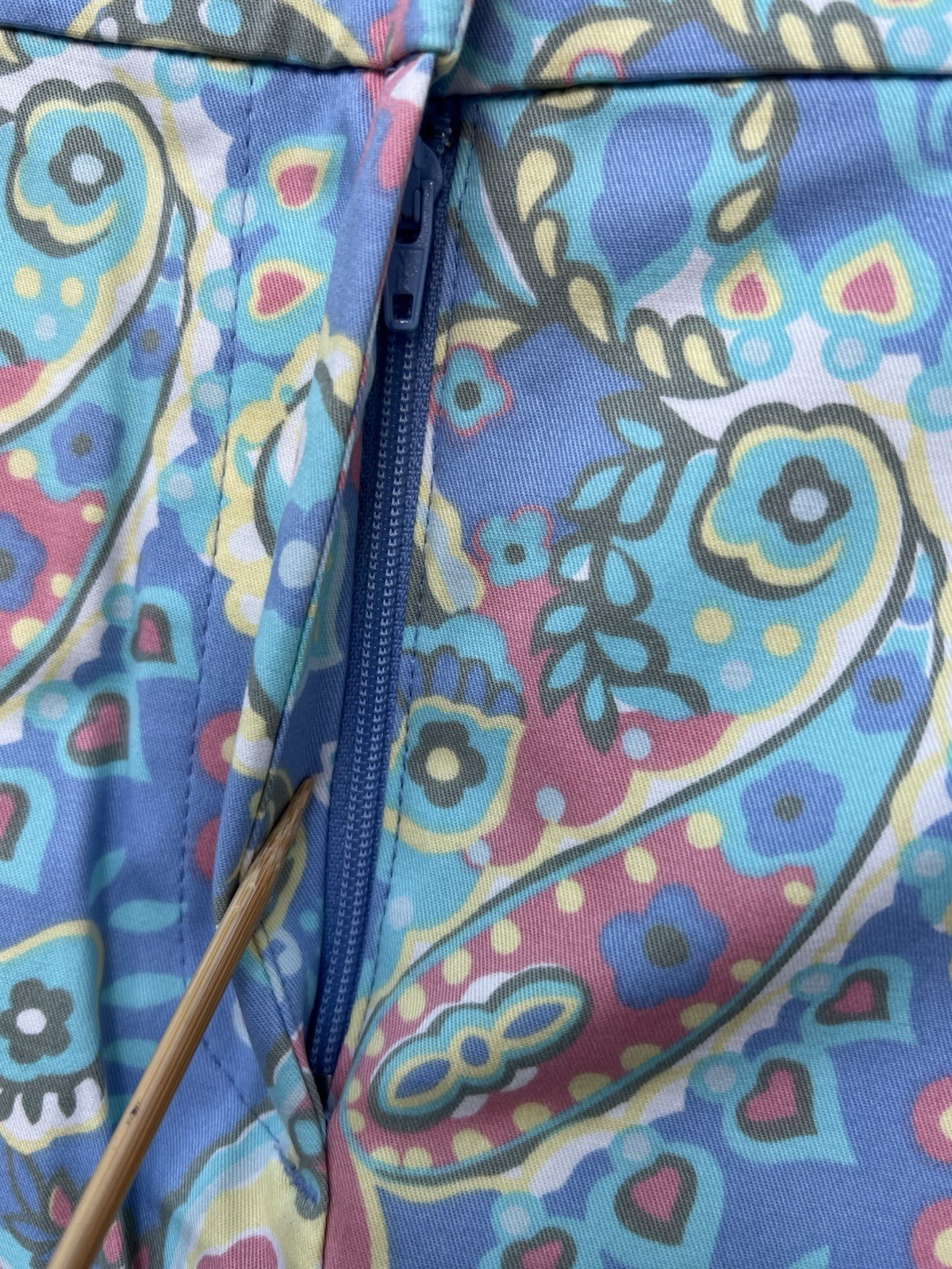 Talbots Women’s Chatham Ankle Pants Blue White Paisley Floral Sz 16 Petite NWT