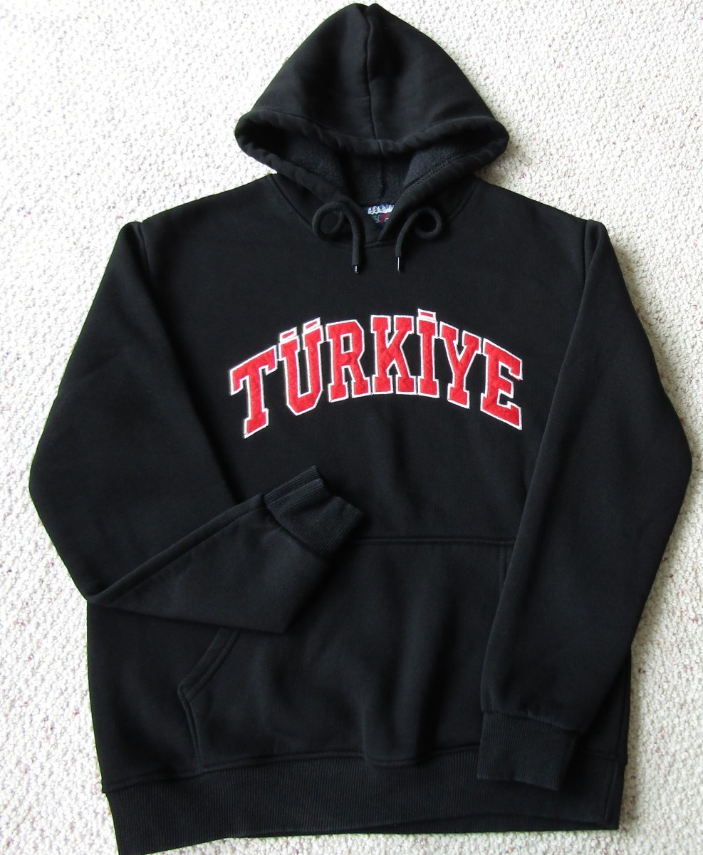 Turkey Turkiye Hoodie Black w Stitched Letters Small FIFA World Cup Soccer New