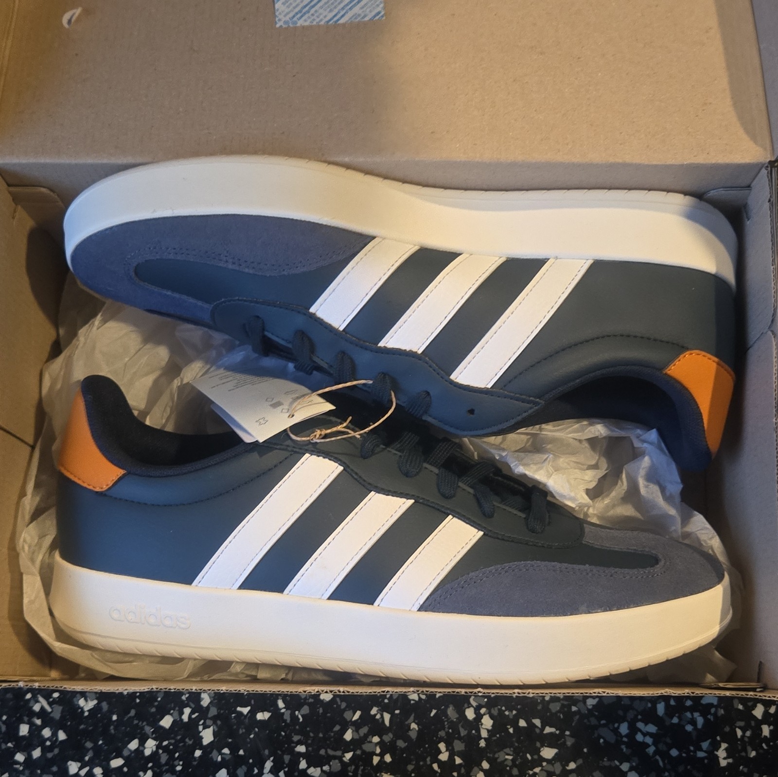 adidas Barreda Suede Lace-Up Sneakers Blue/White/Orange Men’s US 12 JI2310