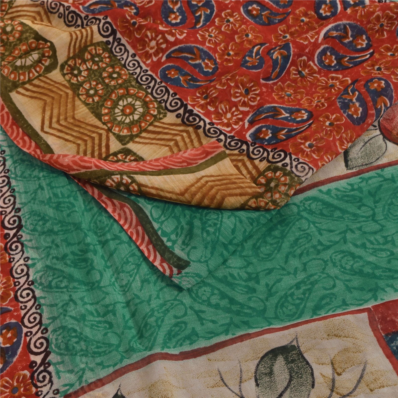 Sanskriti Vintage Printed Blend Georgette Sarees Multi Color Sari Craft Fabric