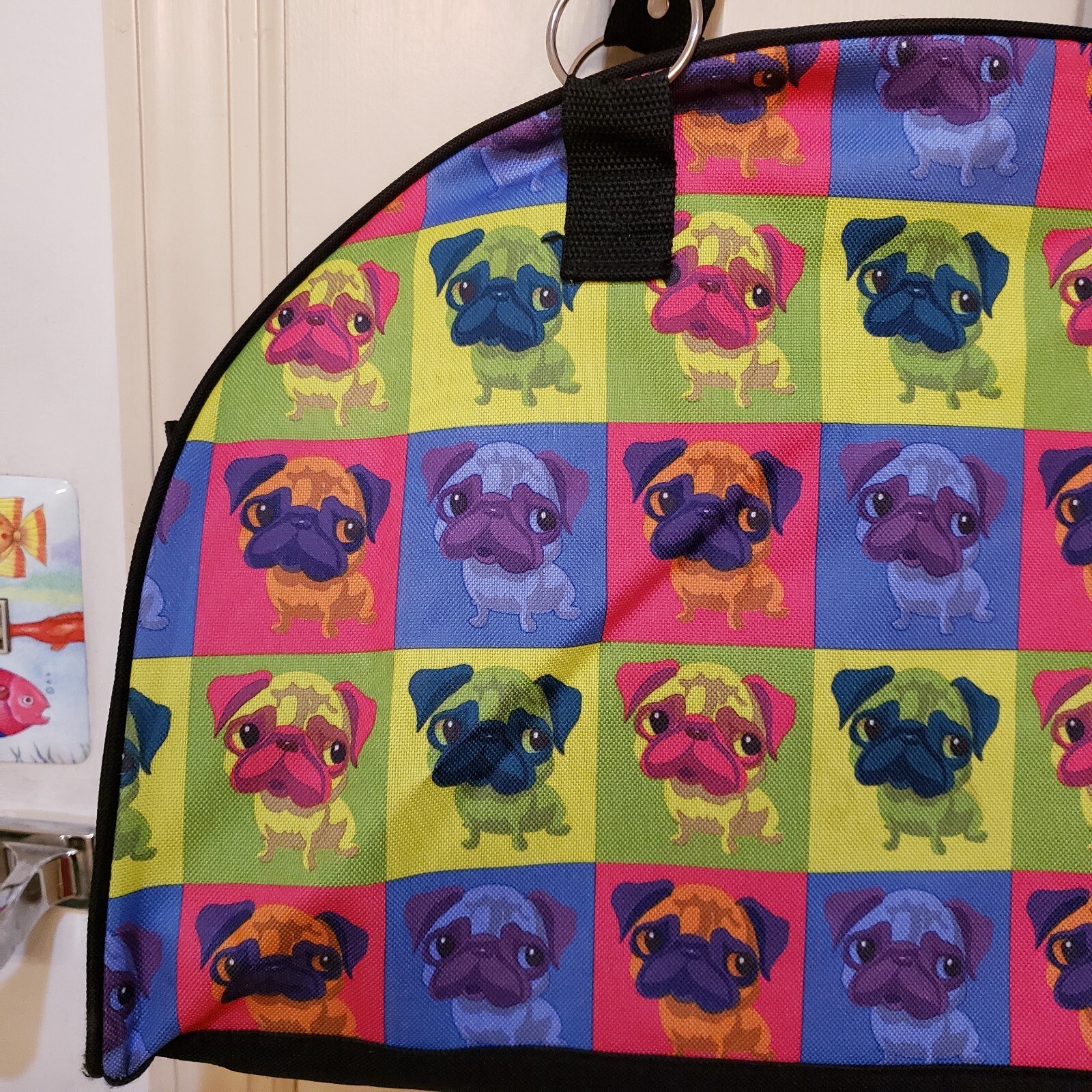 Warhol Style Pop Art Pug Dog Graphic Tote Bag 19 x 1 1 x 5 Double Handle