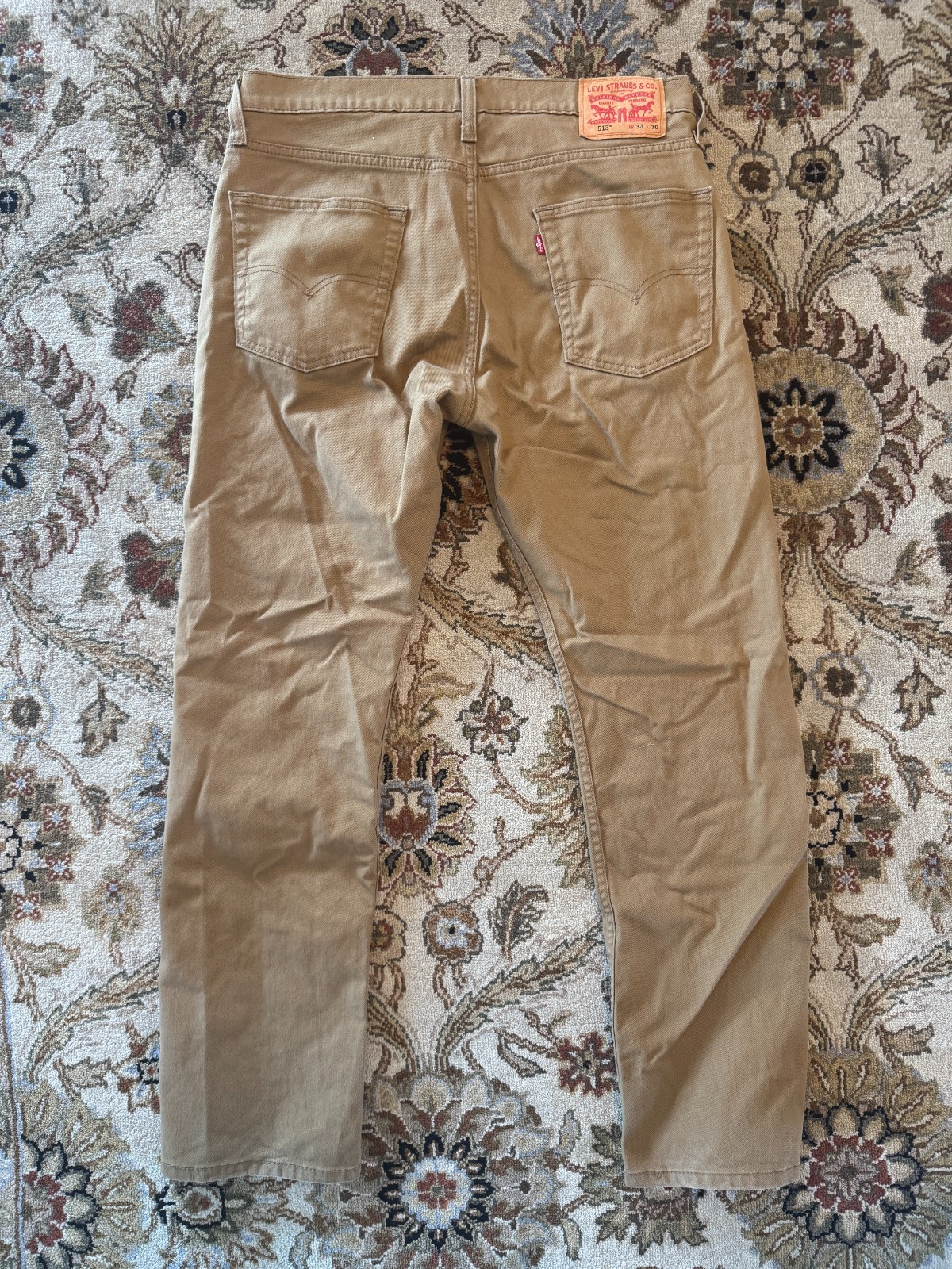 Levis 513 Slim Straight Denim Jeans Mens 33×30 Beige