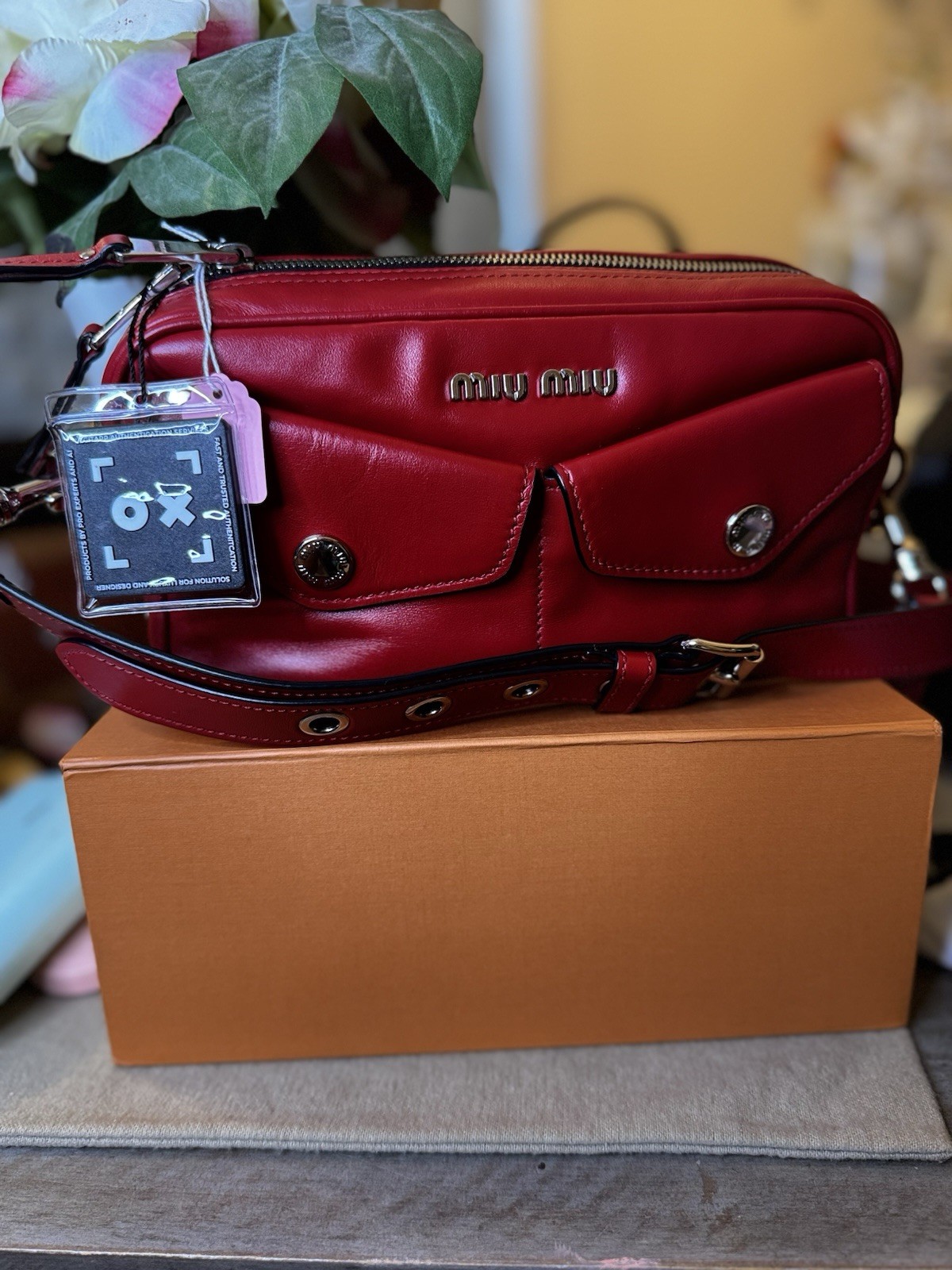Miu Miu Lambskin Shoulder Bag Red
