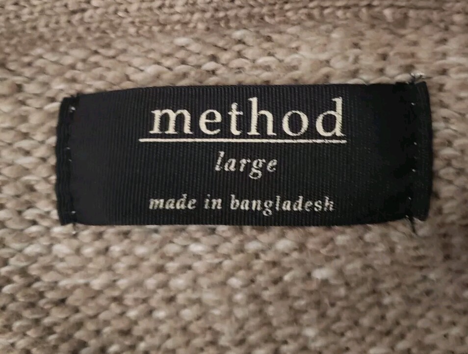 Method Sweater Size Large Beige Textured Knit Shawl Collar Toggle Button