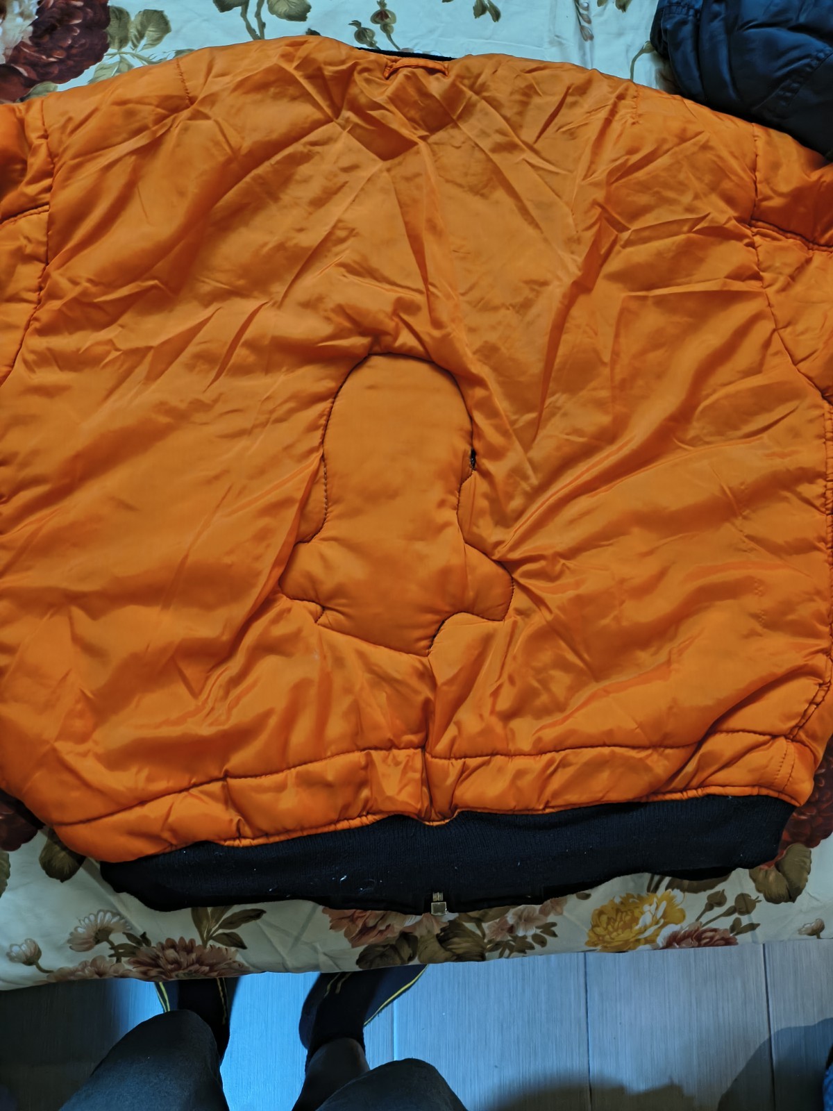Flight Bomber Jacket XL Black Reversible Orange Military Style USA Patch Classic
