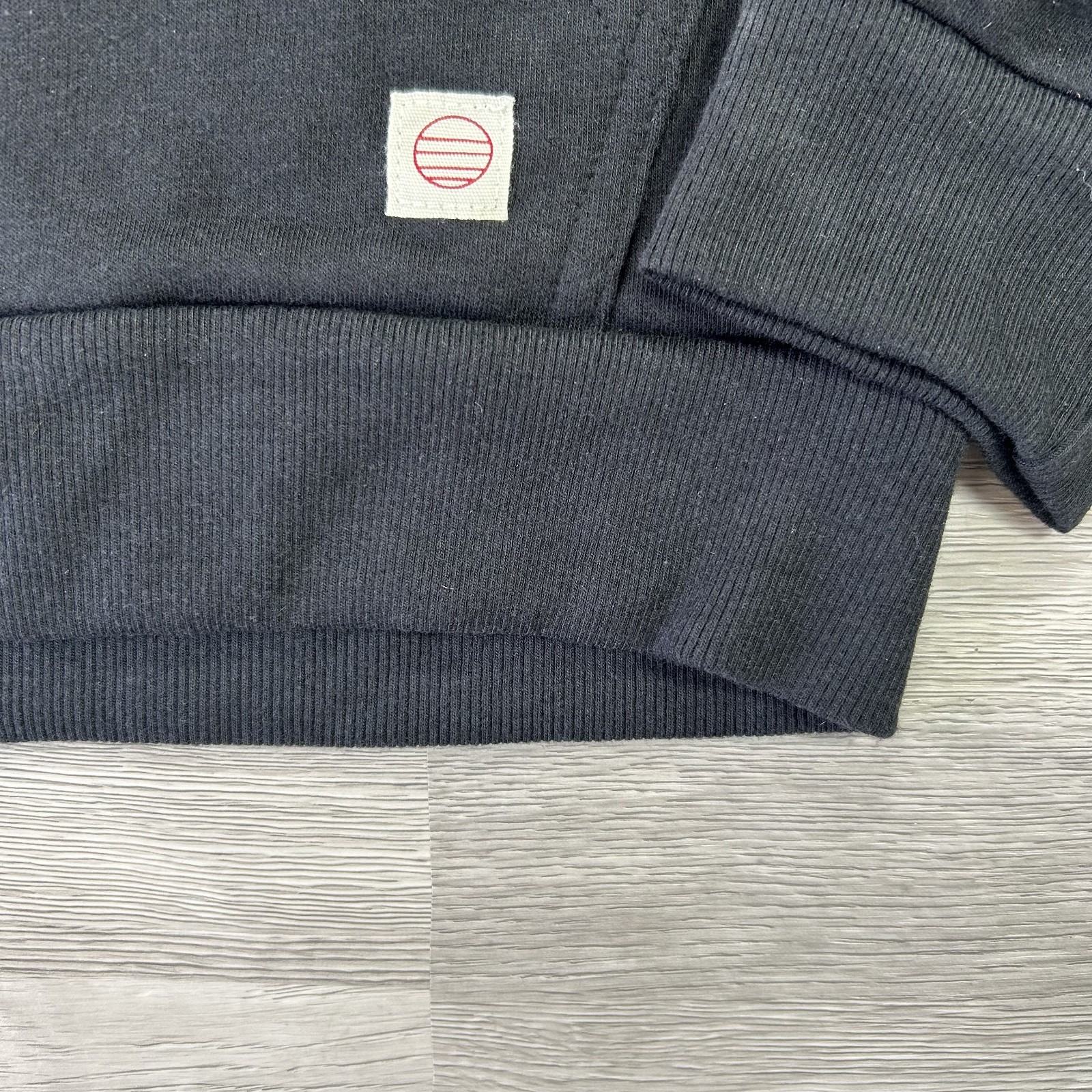 NWT Marine Layer Hoodie Womens Large Black Full Zip Fleece Sweatshirt USA Logo /