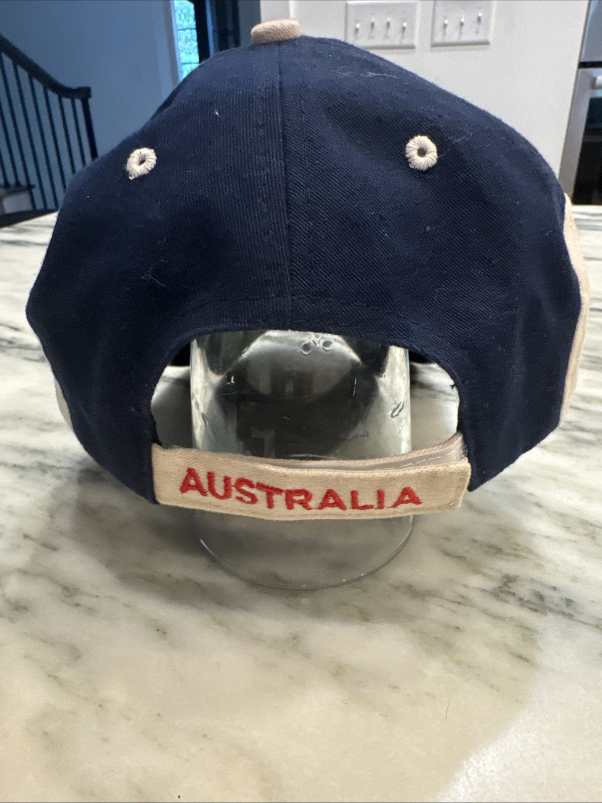Kangaroo Australia Hat Cap Strap Back Blue Tan One Size Cotton Casual Adjustable