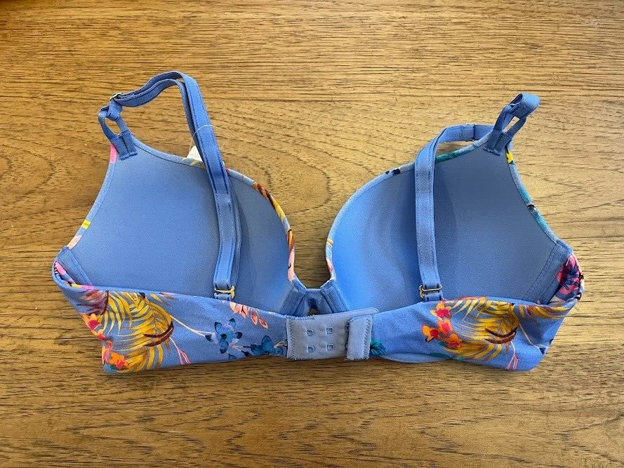 SOMA Blooming Tropical Blue 34D Embraceable Tailored Push Up Padded Bra Smooth