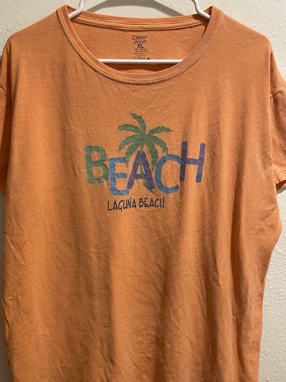 Cabo Laguna Beach California Graphic T-Shirt Men XL Orange Retro Style Y2K Surf