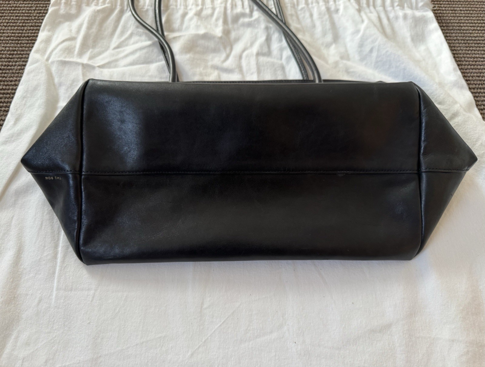 The Row Bag Terrasse Bag in Grain Black Leather Gold Zipper Pre-Owned MSRP $3500