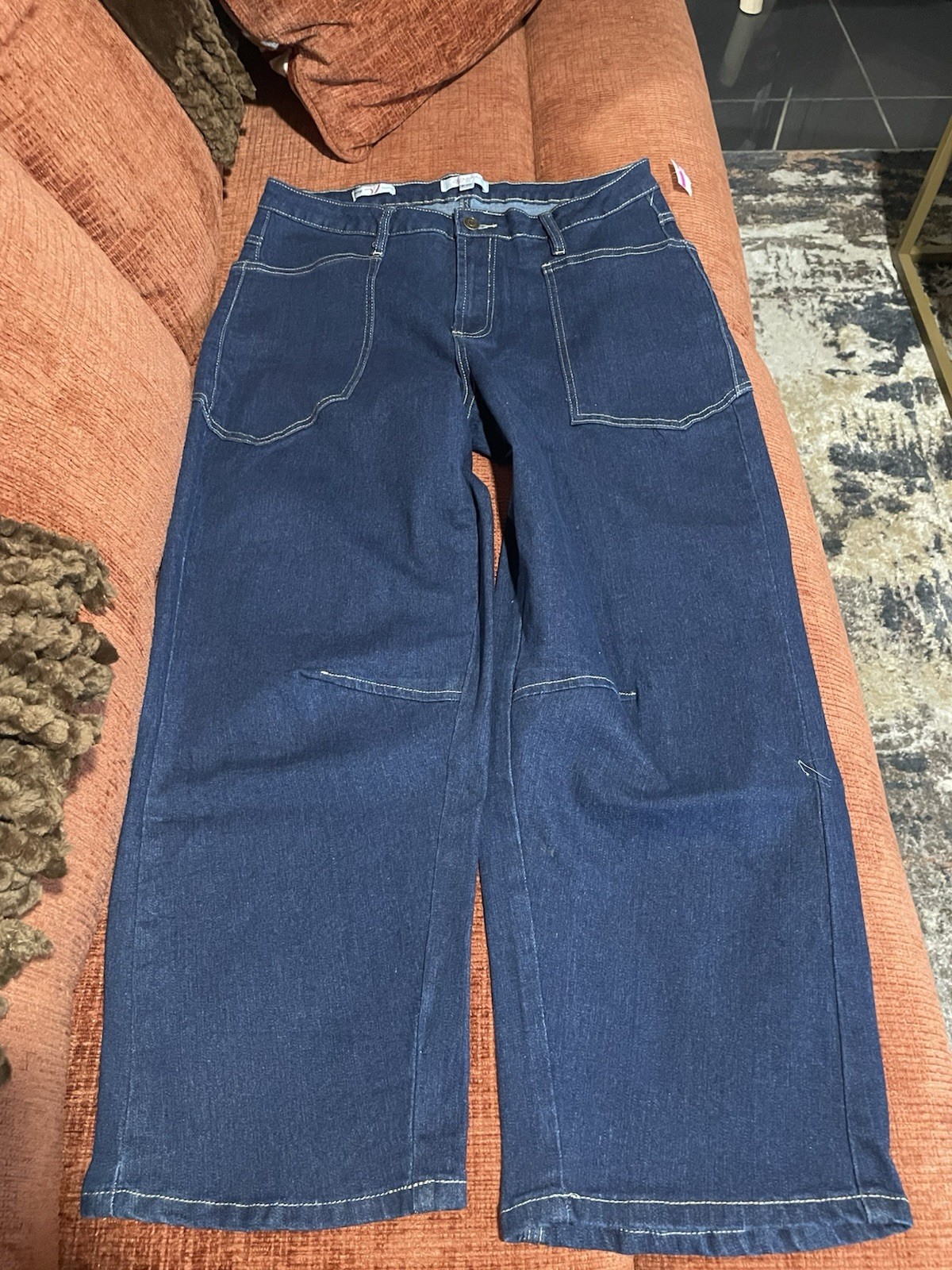 Vigoss Barbie Barrel Jeans SIZE 9/29 High Rise Stretch Dark Blue Denim NWT