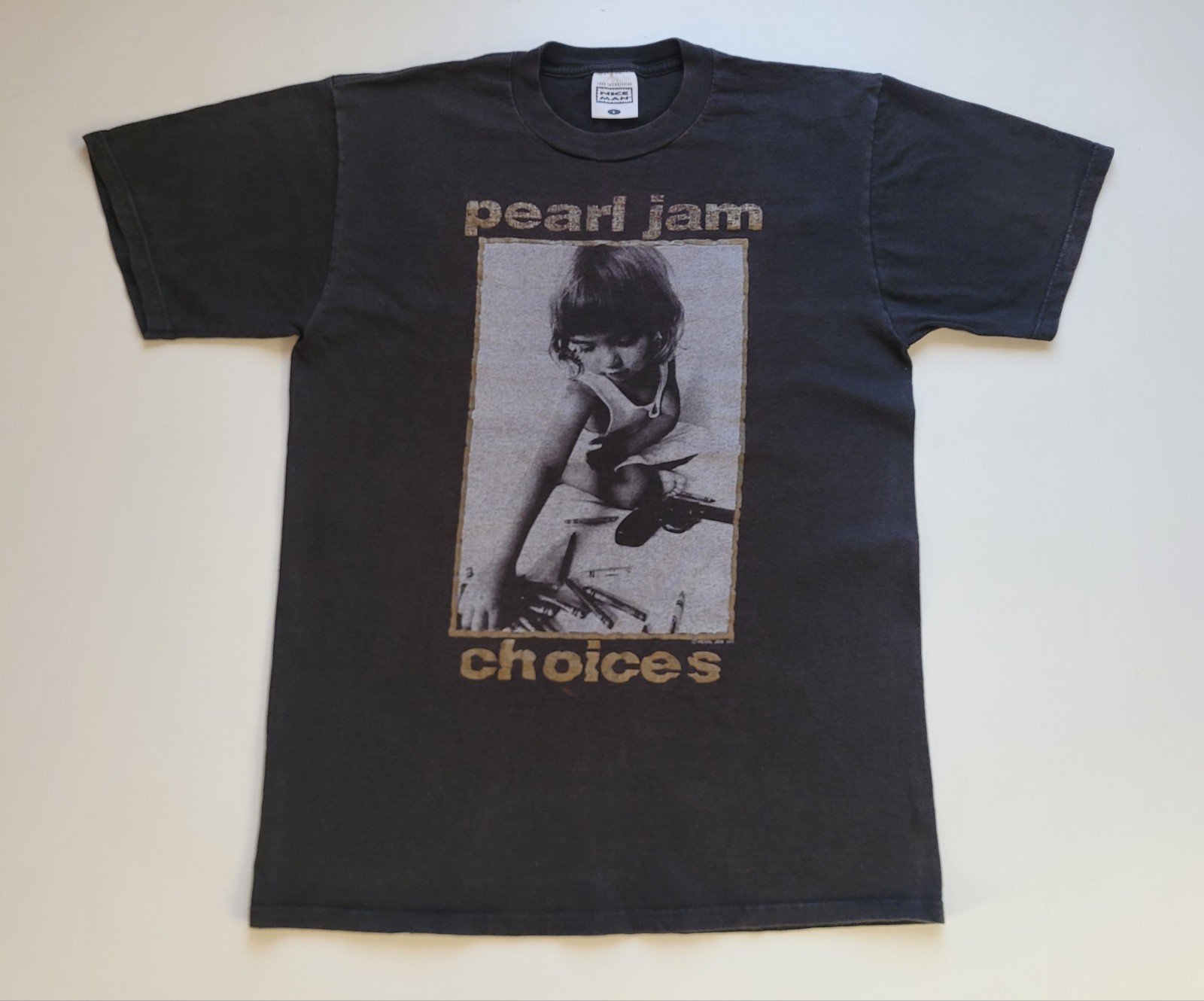 Vintage 1992 Pearl Jam Choices Size L T-Shirt Rare. Kids Prefer Crayons To Guns