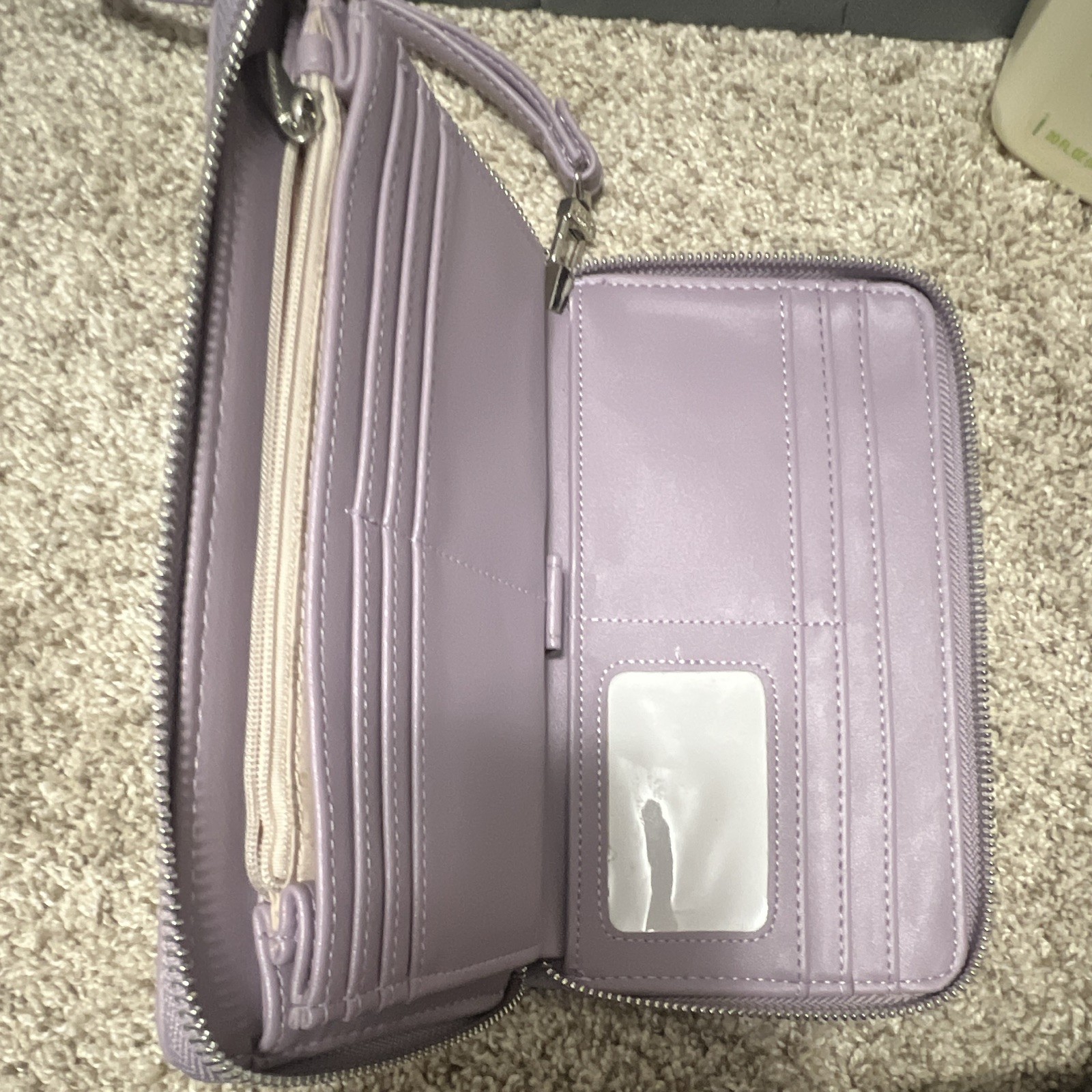Steve Madden Purple Zip-Around Wrist Strap Wristlet Wallet Logo Credit Card