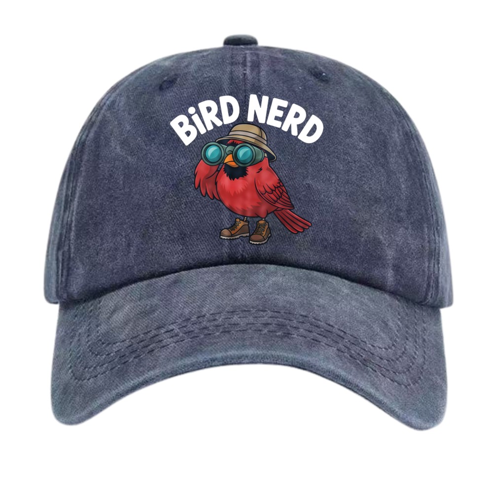 Vintage Washed Bird Nerd Dad Hat – Casual Cotton Adjustable Bird Watching Cap