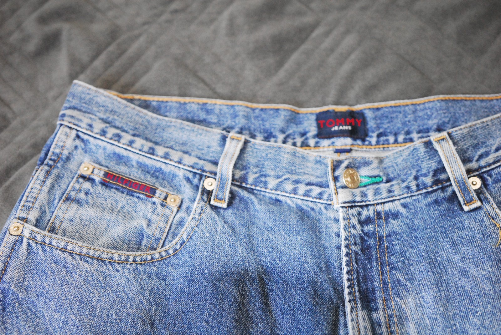 Vintage 90s Tommy Jeans Baggy Denim Carpenter Pants 34×30 Carpenter Hammer Loop