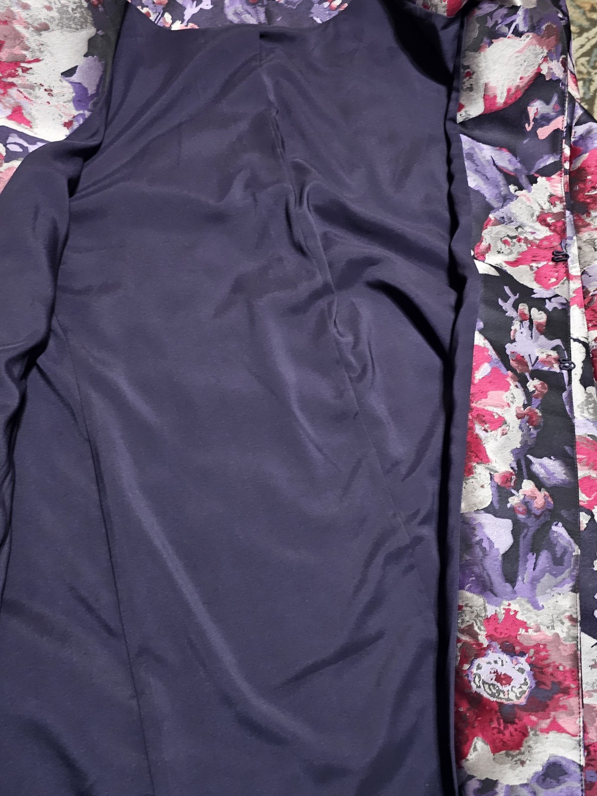 Chicos Floral Brocade Topper Jacket Coat Purple Pink Metallic Jacquard 3.5 US 18
