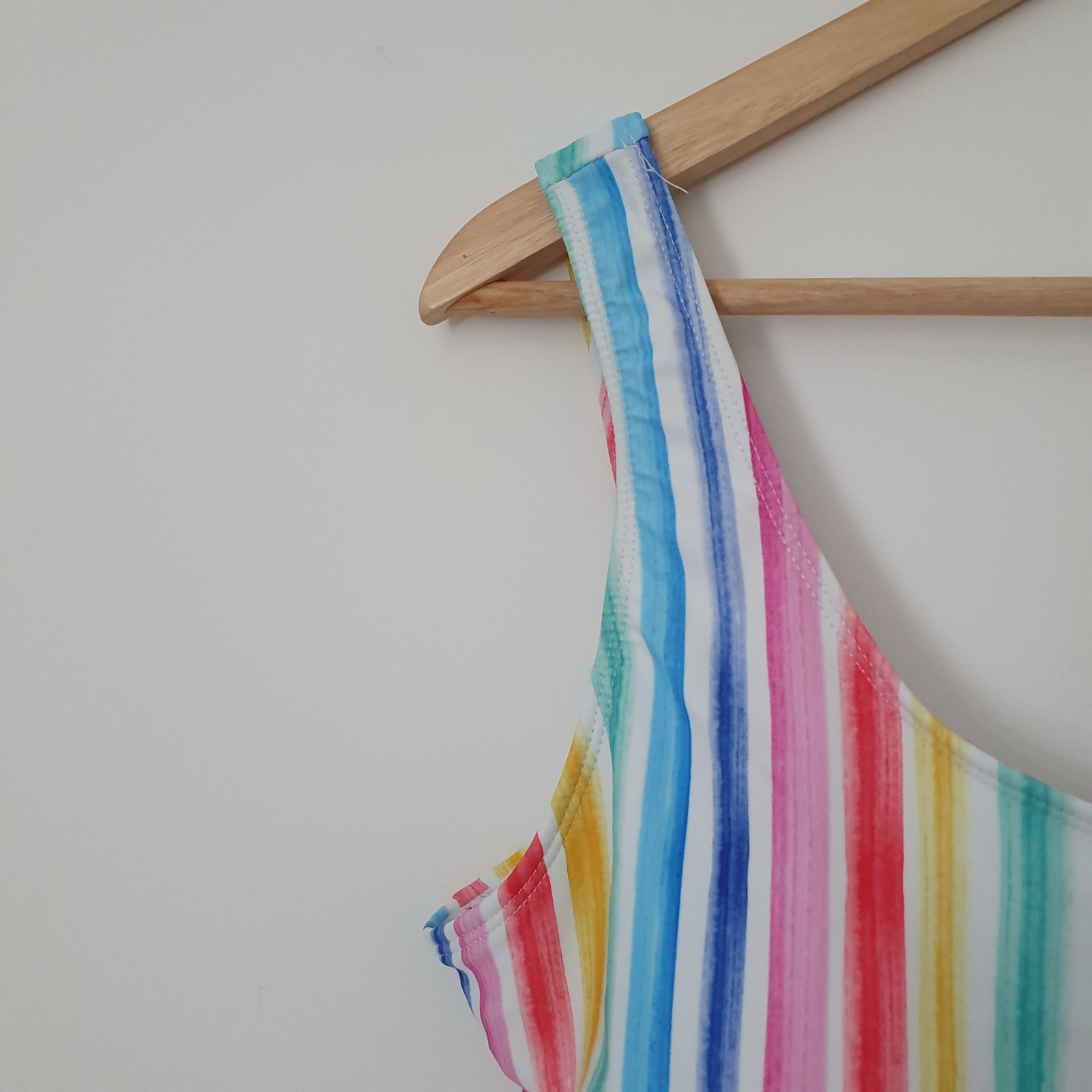 Matalan Swimming Costume Size 16 Rainbow Stripe One Piece Removable Pads BNWT