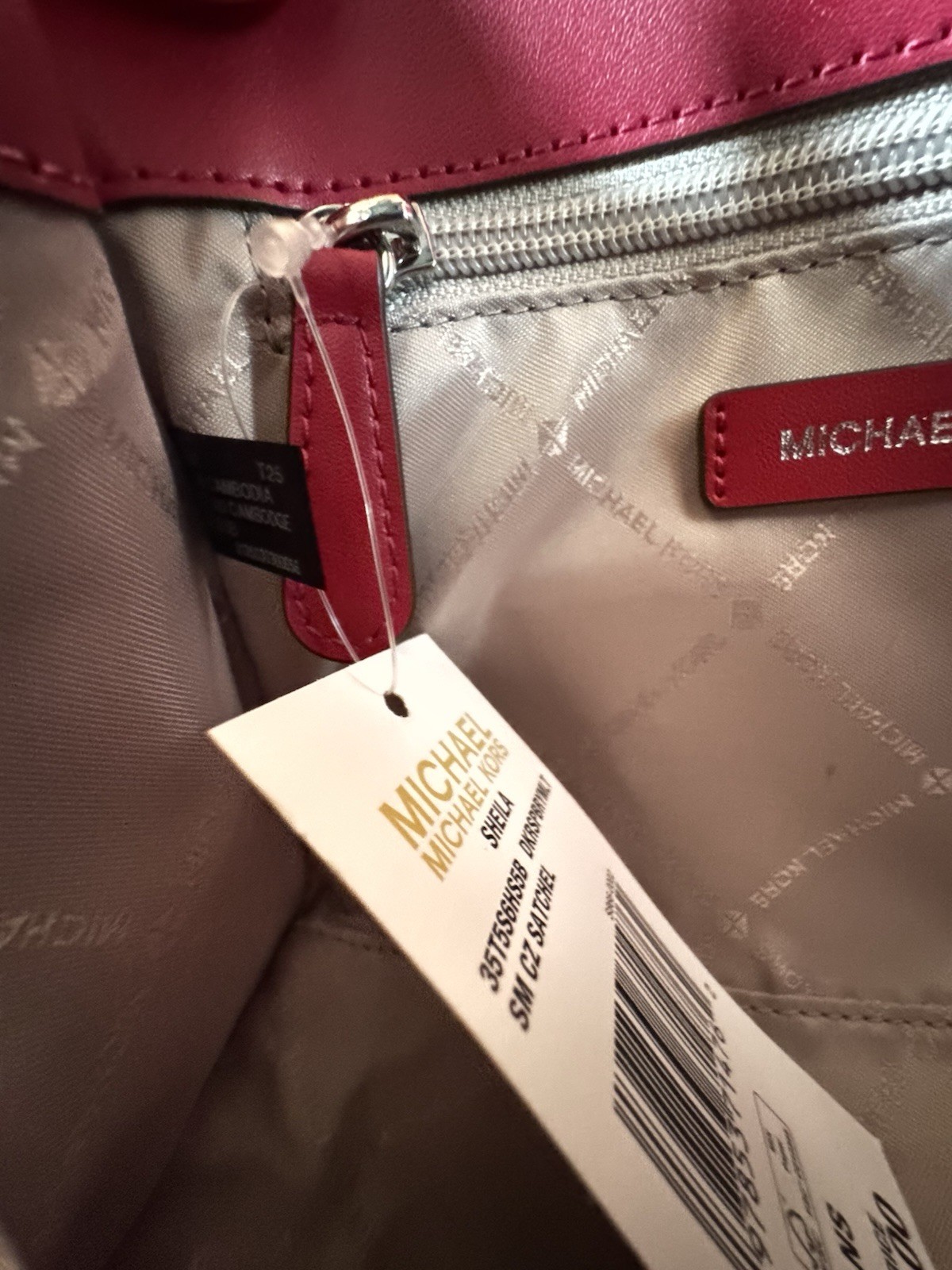 MICHAEL KORS SHEILA SMALL CENTER ZIP SATCHEL SHOULDER BAG MK DARK RASPBERRY