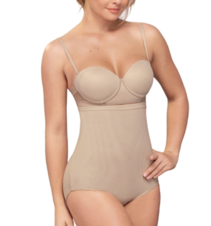 Leonisa High-Waisted Firm Compression Postpartum Panty Beige Size S 4878