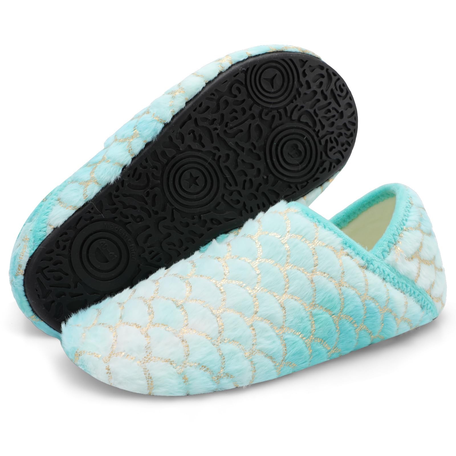 Scurtain Unisex Adults Rubber Sole Slippers House Slippers For Women Blue/Sca…