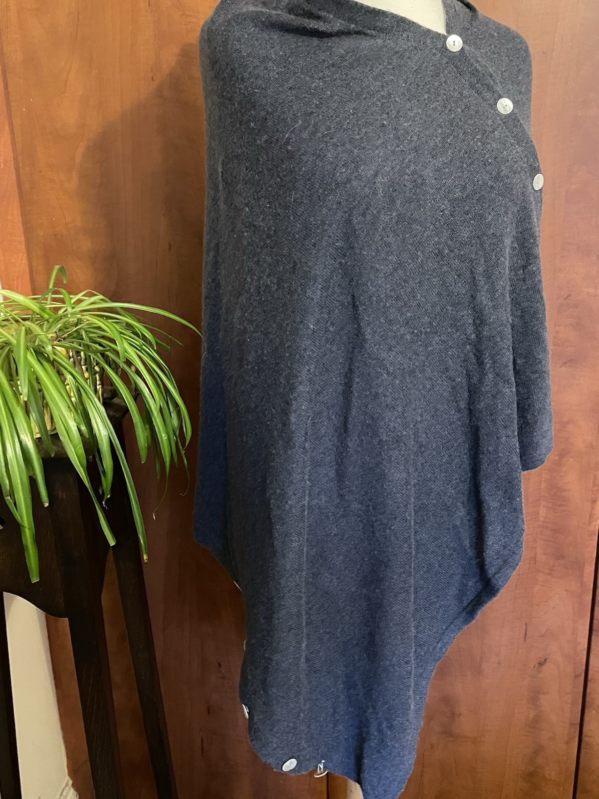 cashmere poncho cape Blue Grey Spring Evening Cosy Soft Lux One Size From Nepal