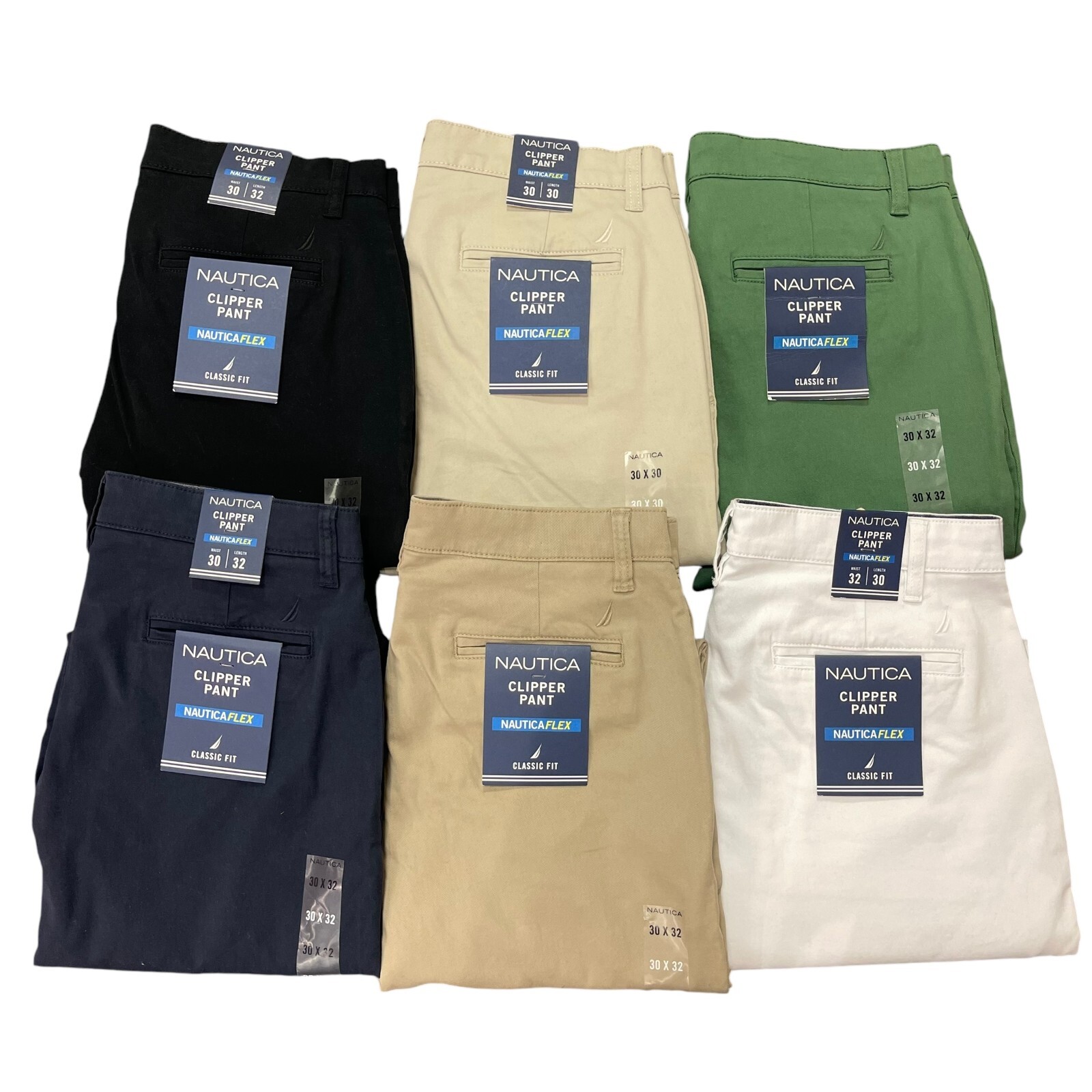 NWT Nautica Men’s Classic Fit Straight Stretch Cotton Chino Clipper Deck Pants