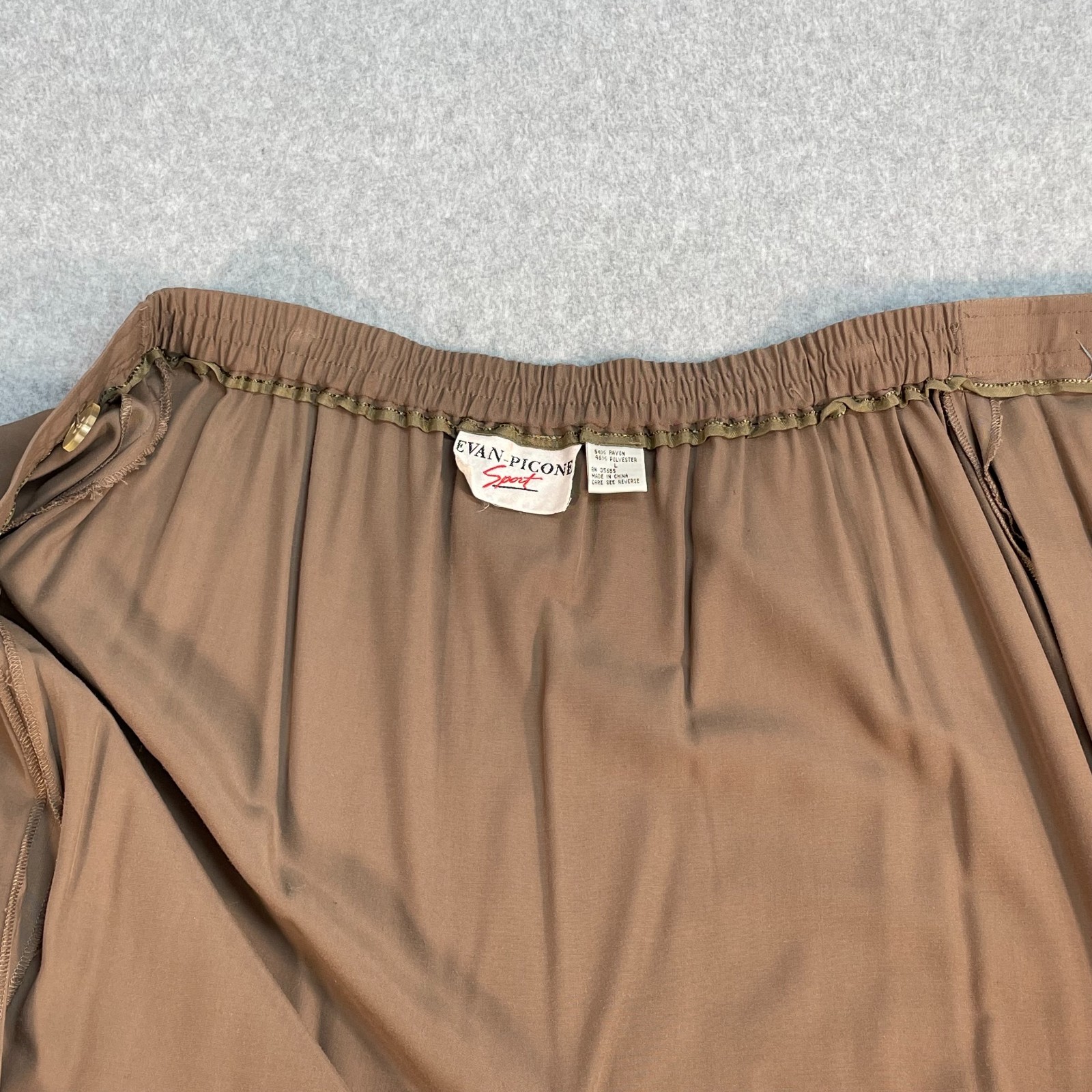 Evan Picone Sport Vintage Wrap Skirt Women’s L Brown Mocha 90’s Preppy Midi