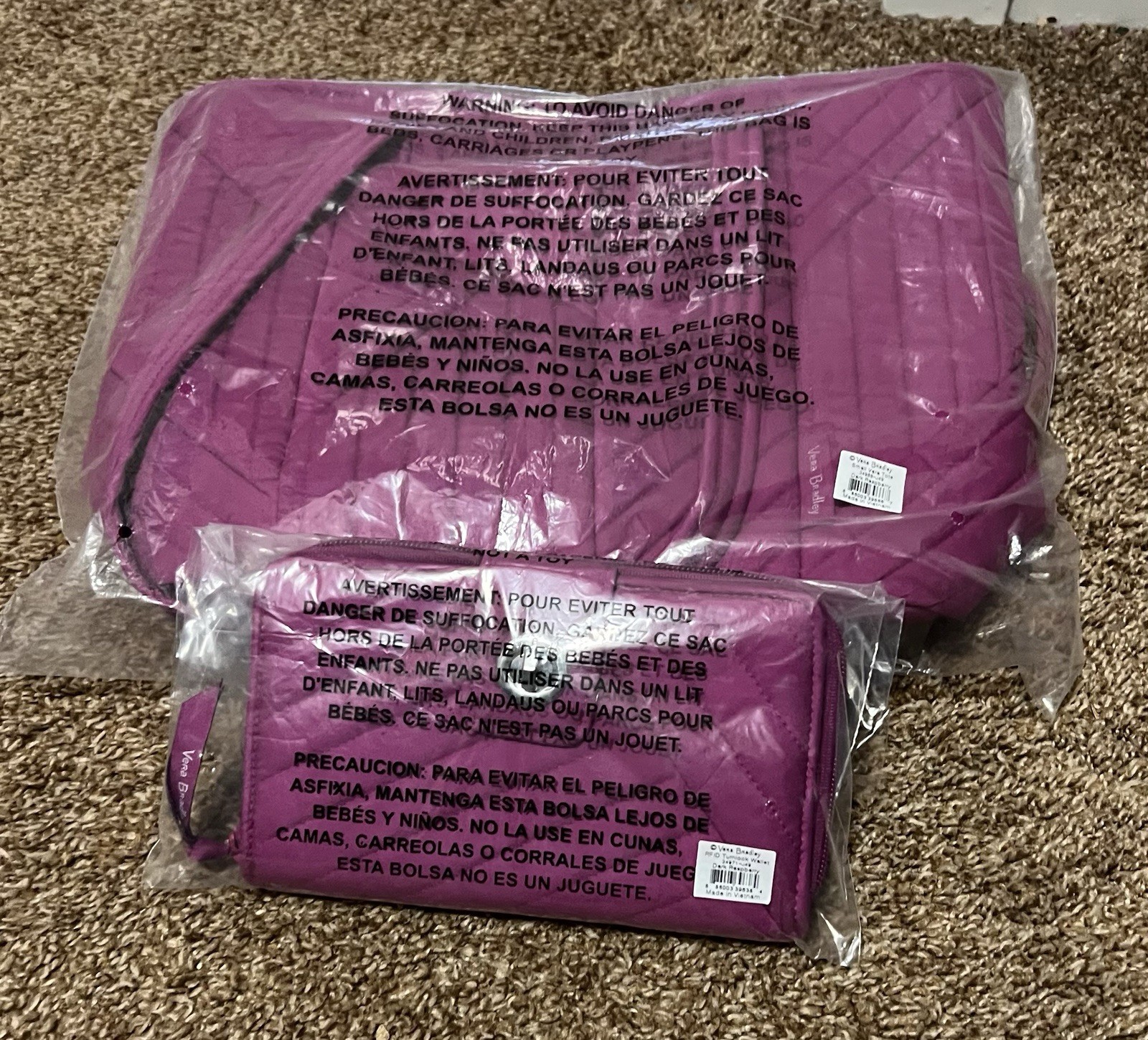 *NWT* Small Vera Tote and Turnlock Wallet in Dark Raspberry