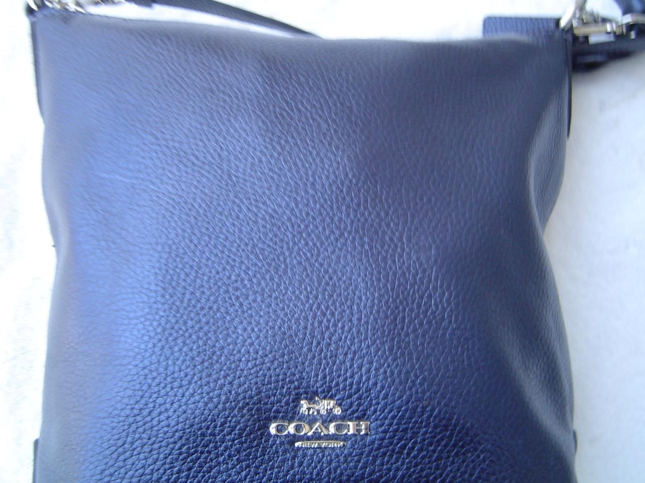 AUTHENTIC COACH METALLIC BLUE PEBBLE LEATHER MINI ABBY DUFFEL BAG #87691