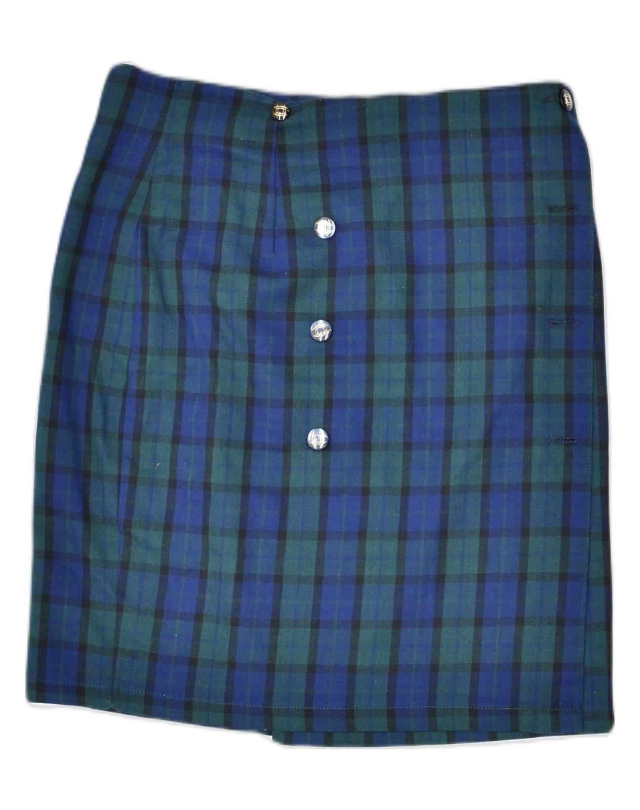 CARLA FERRONI Womens Straight Skirt IT 42 Medium W30 Green Check Acetate CS01