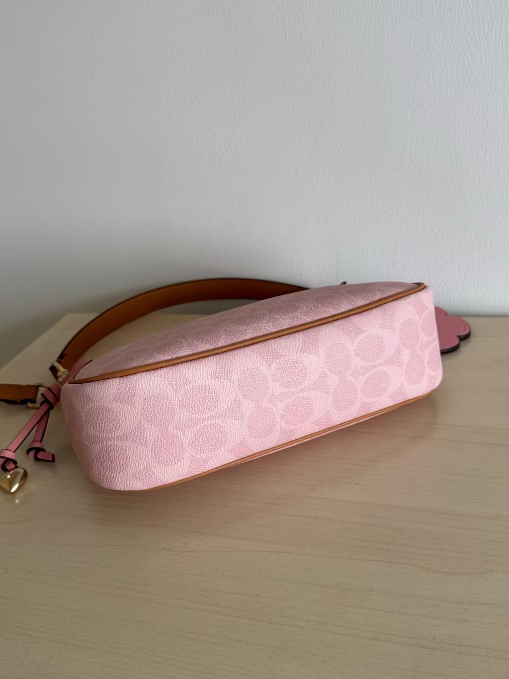 NWT COACH Teri Shoulder Bag CEA20 Signature Canvas Powder Pink Gold Charms