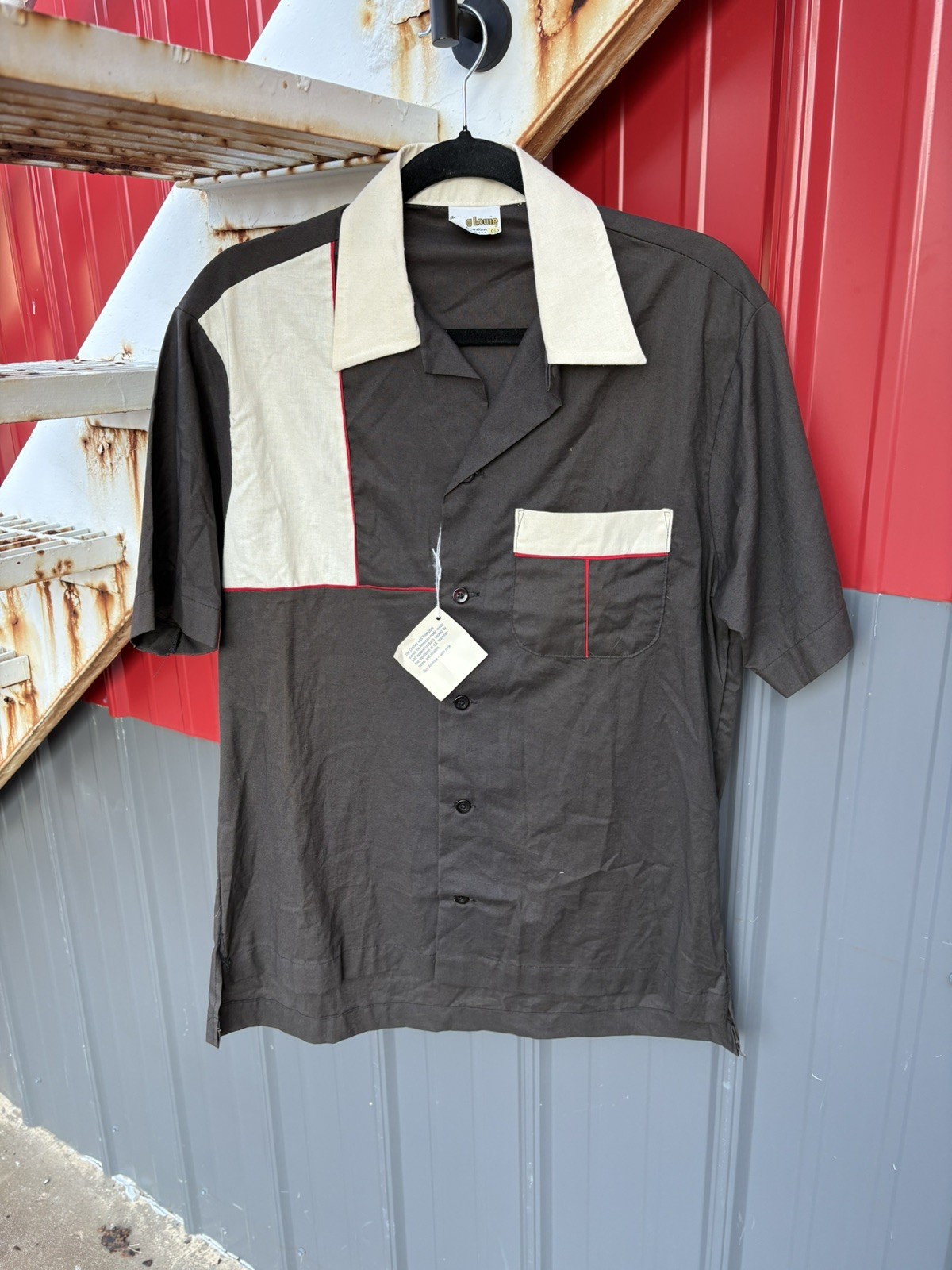 Vintage King Louie Creation Shirt Black And Red Cotton Made in USA Size S NWT