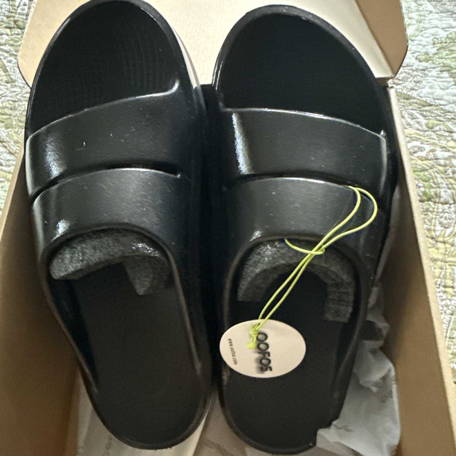 Oofos OOmega OOahh Stacked Slides Slip On Black Size 8