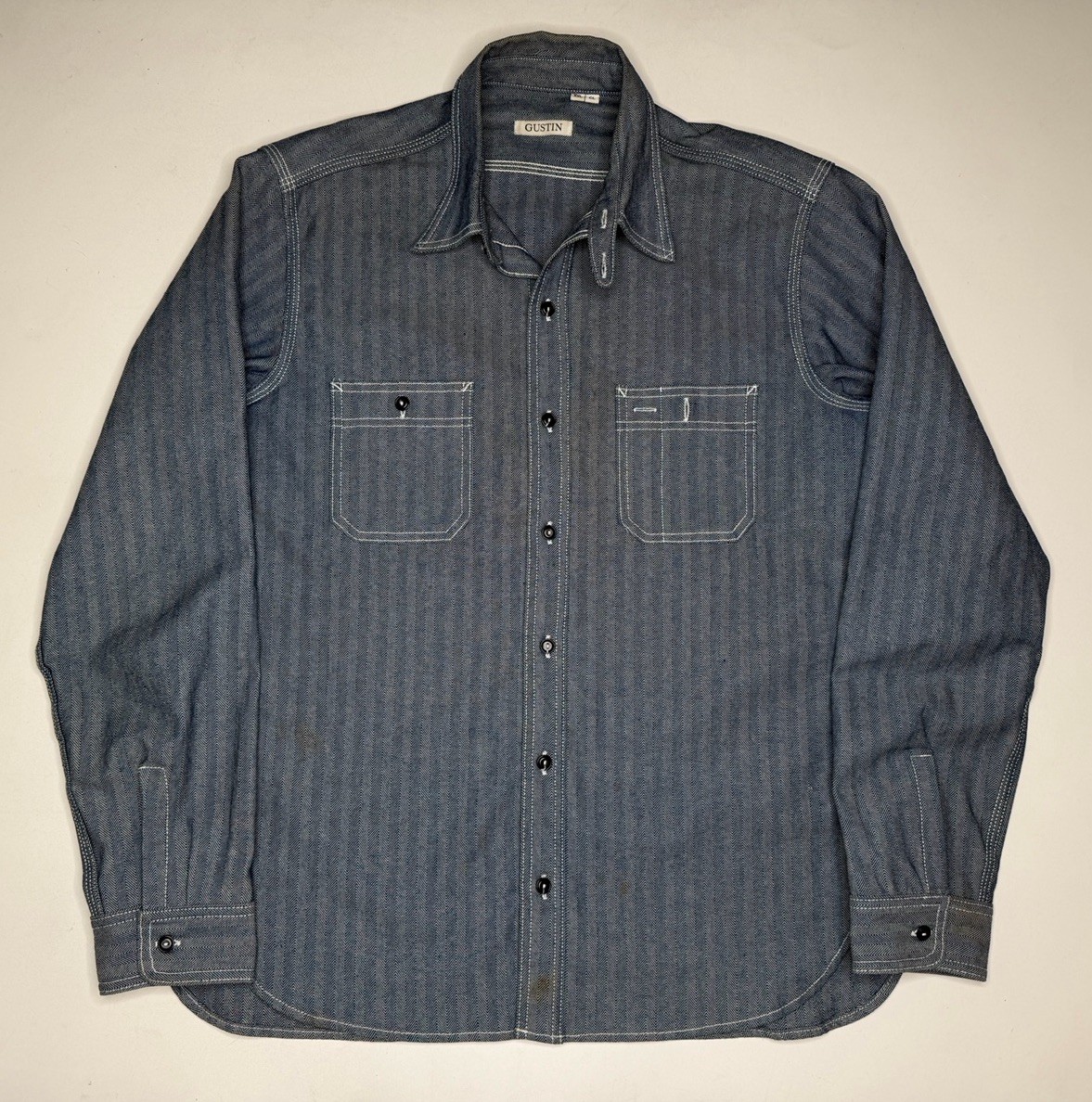 Gustin Denin Herringbone Twill HBT Work Shirt Made In USA | XXL