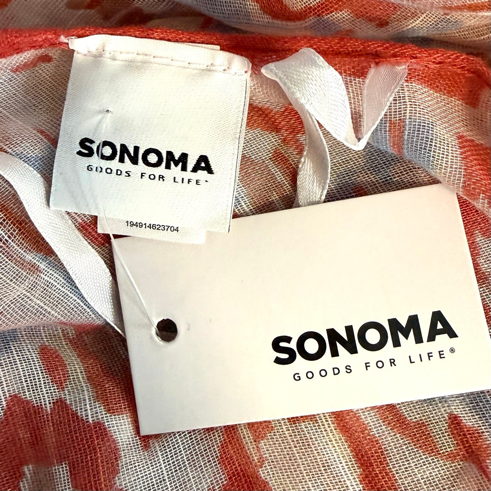 Sonoma Coral Blue Tan Lightweight Open Front Kimono NEW