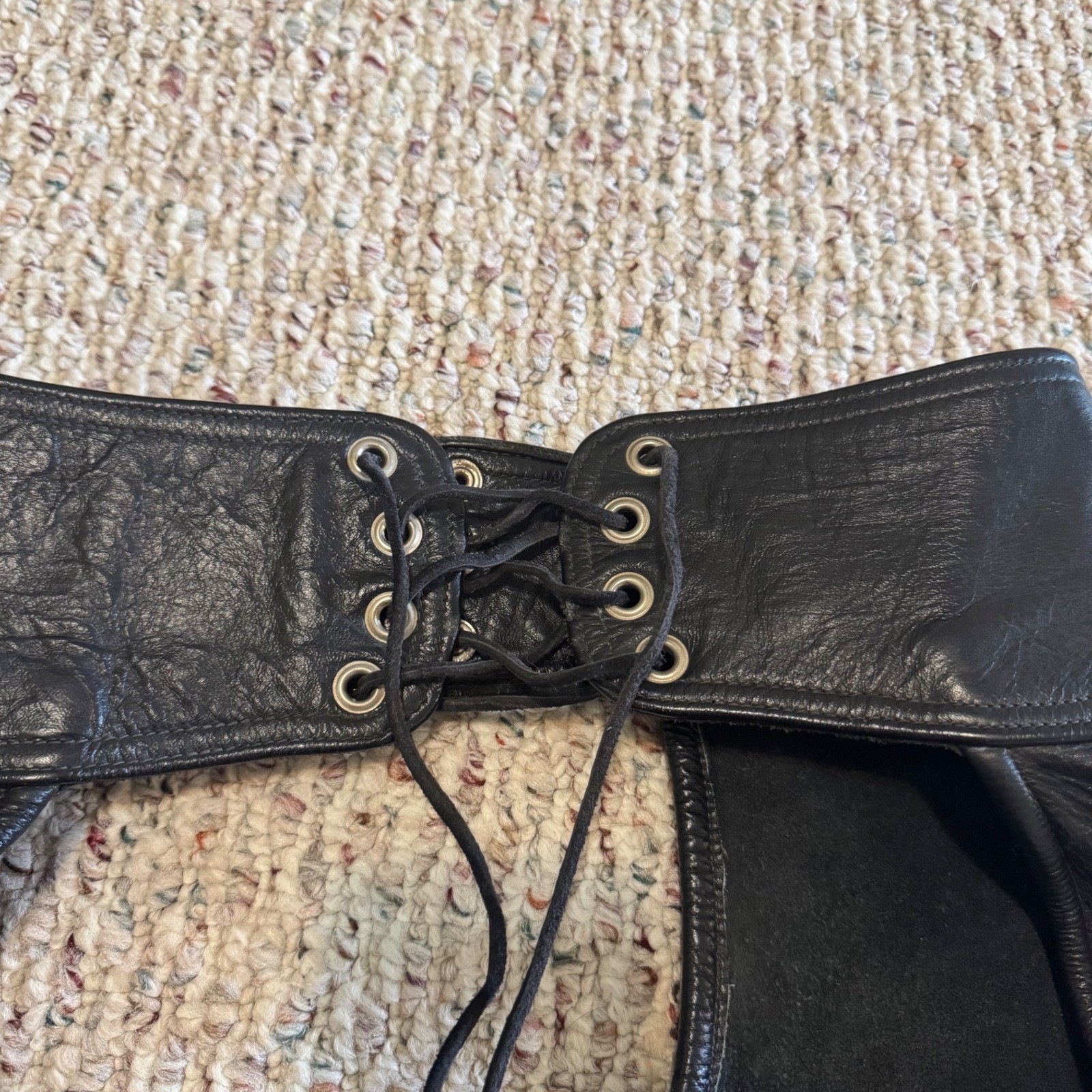 Vintage Image Leather San Francisco Black Leather Motorcycle Chaps Adjustable