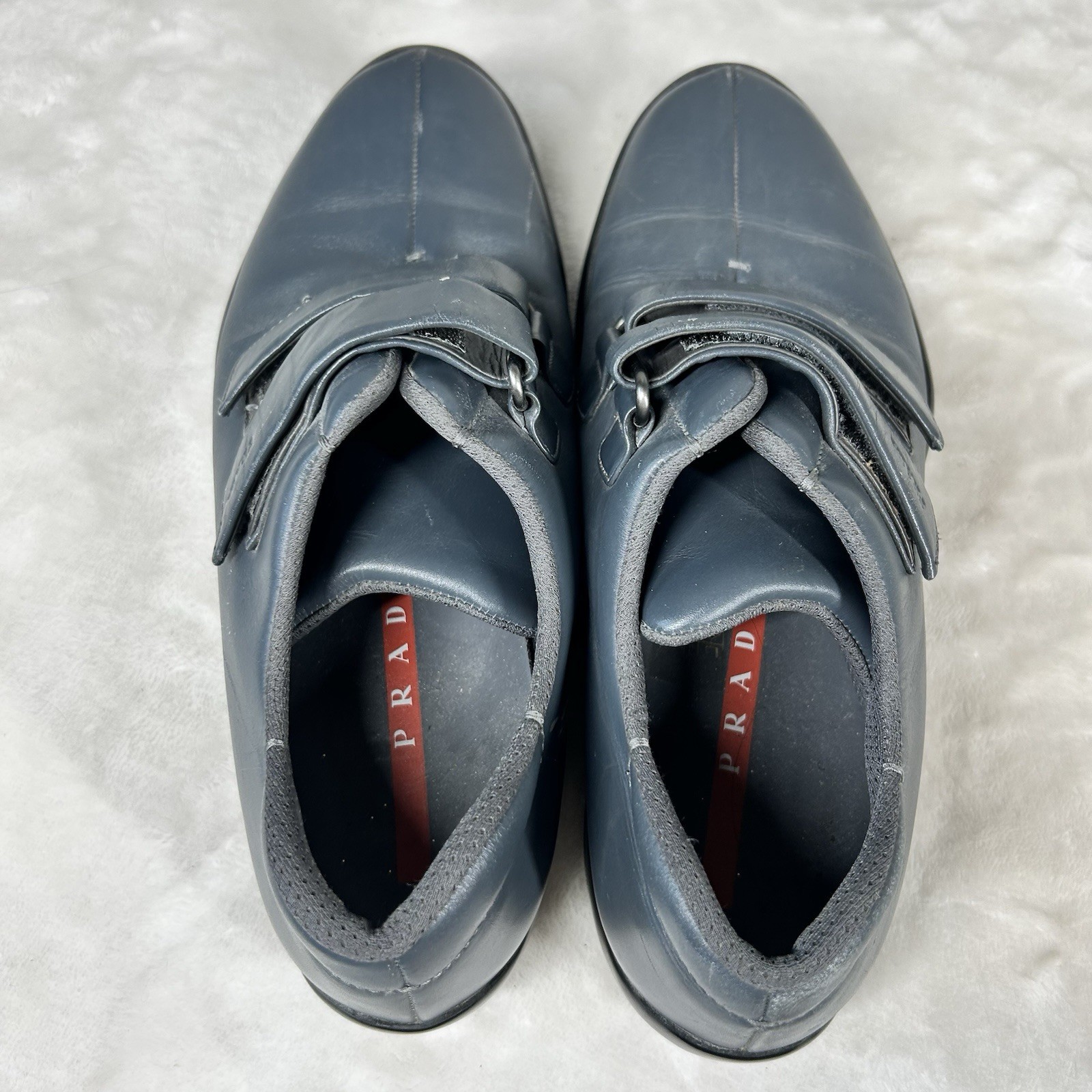 Prada Sport VTG Two Strap Sneaker Grey Leather EU 38.5 US 8.5 Low Shoes Designer