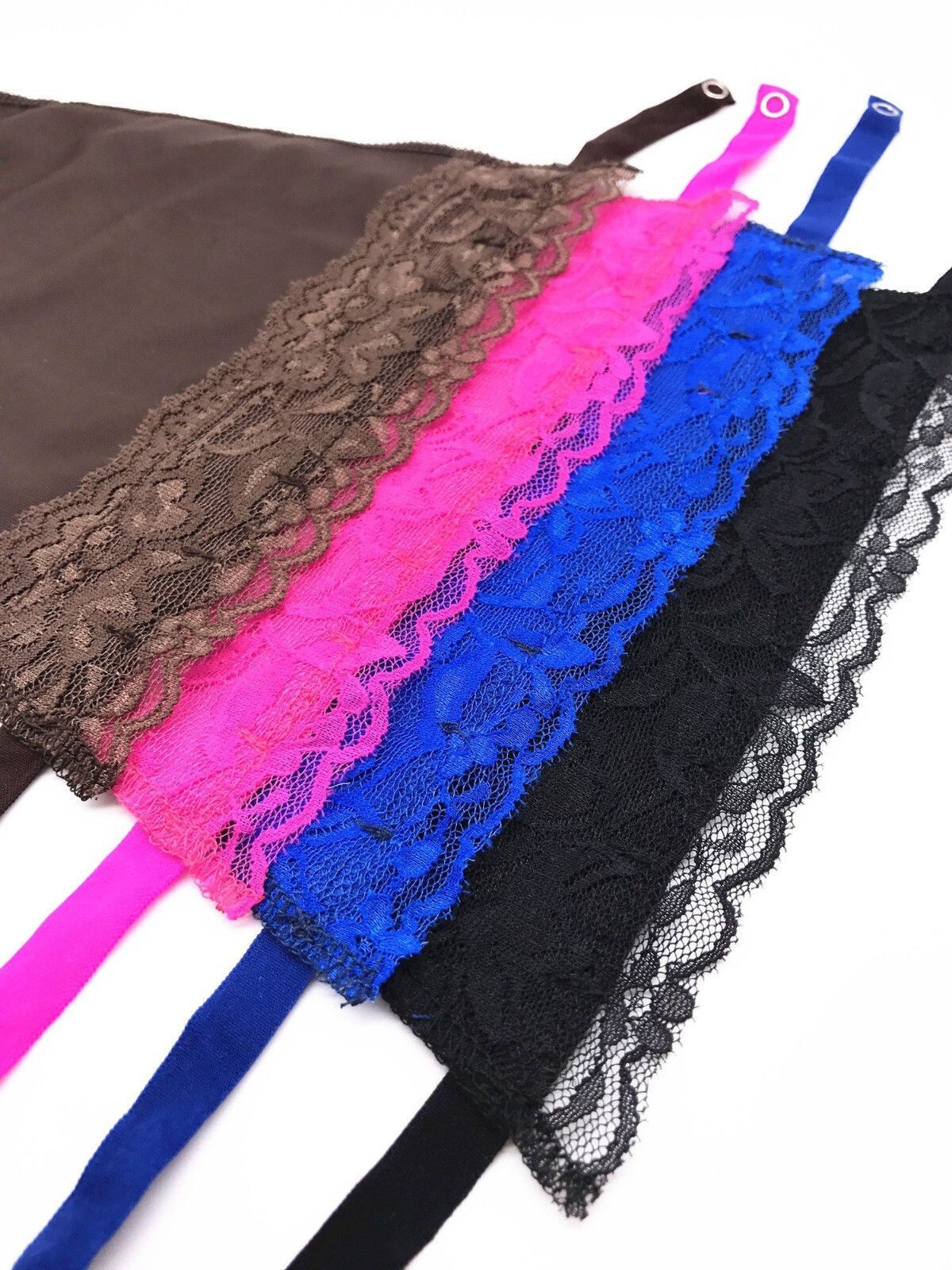 7 Pack Women Lace Cami Clip-on Mock Camisole Overlay Modesty Panel for Low-Cut