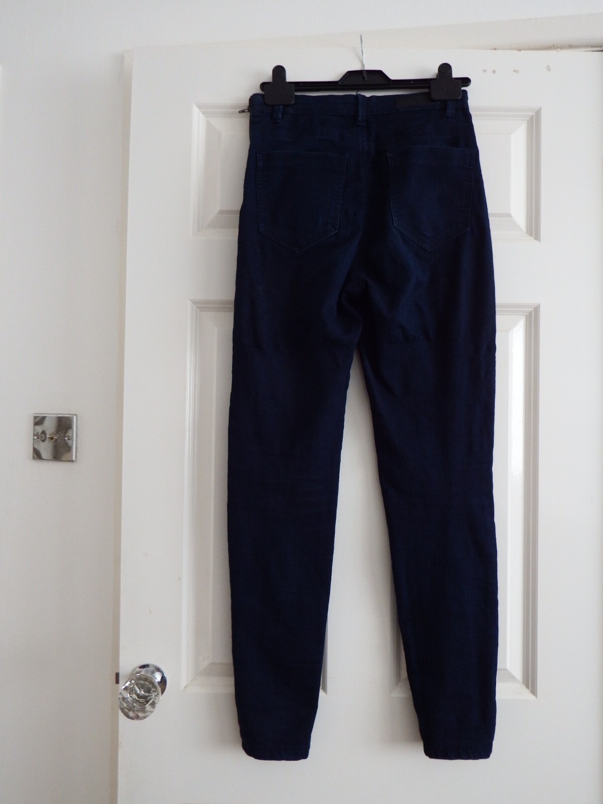 Stradivarius Dark Blue High Waist Stretch Side Zip Denim Jeans Size Eur 36