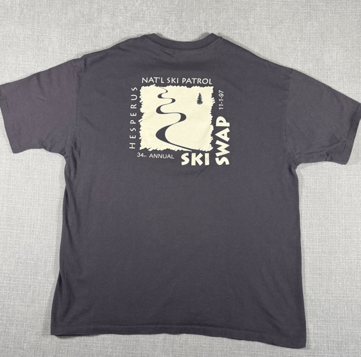 Vintage 1997 National Ski Patrol Hesperus Ski Swap Staff T Shirt Mens 2XL Gray