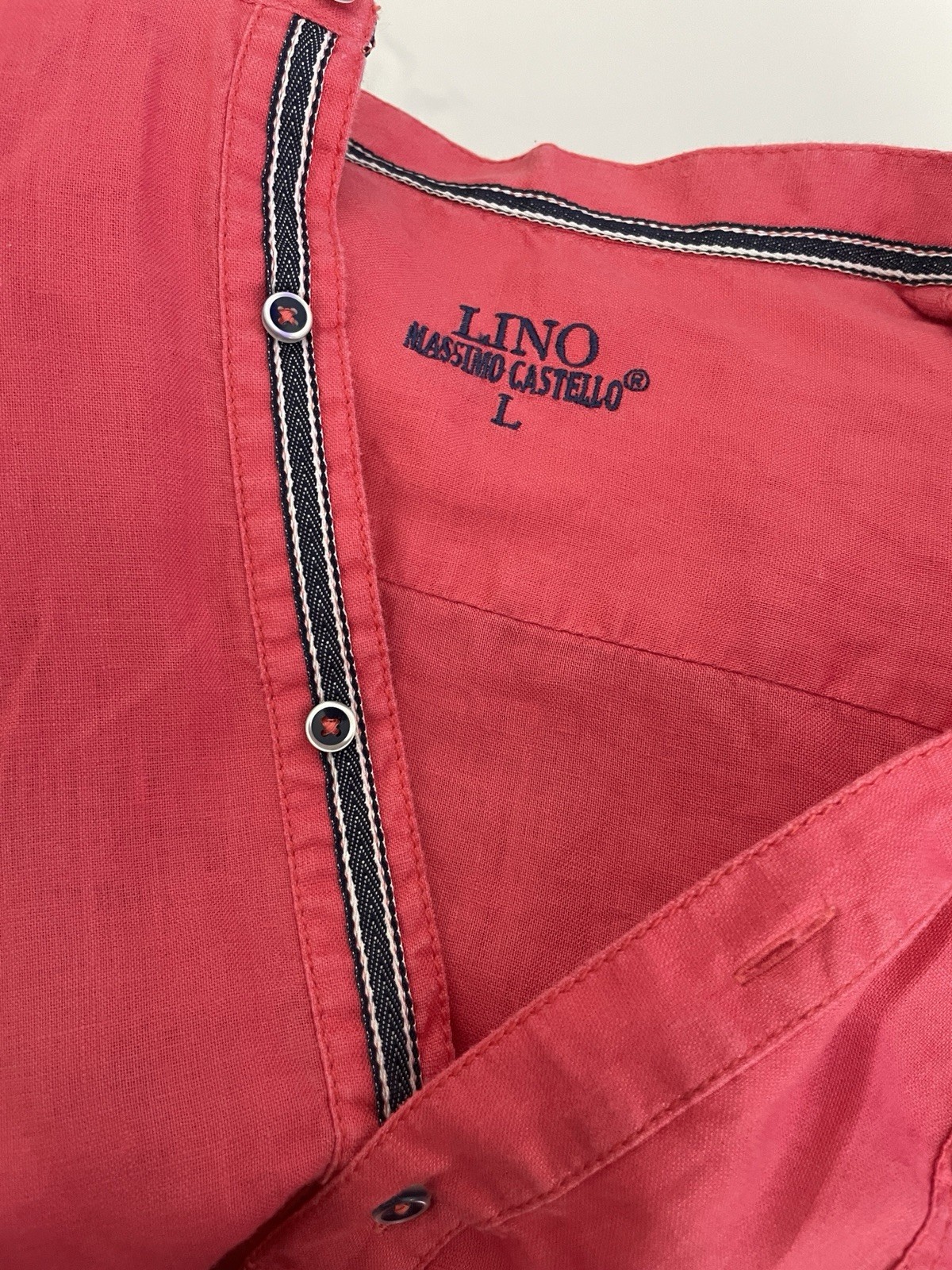 Massimo Castello 100% Linen Fushia Color Long Sleeved Men’s Shirt Size Large