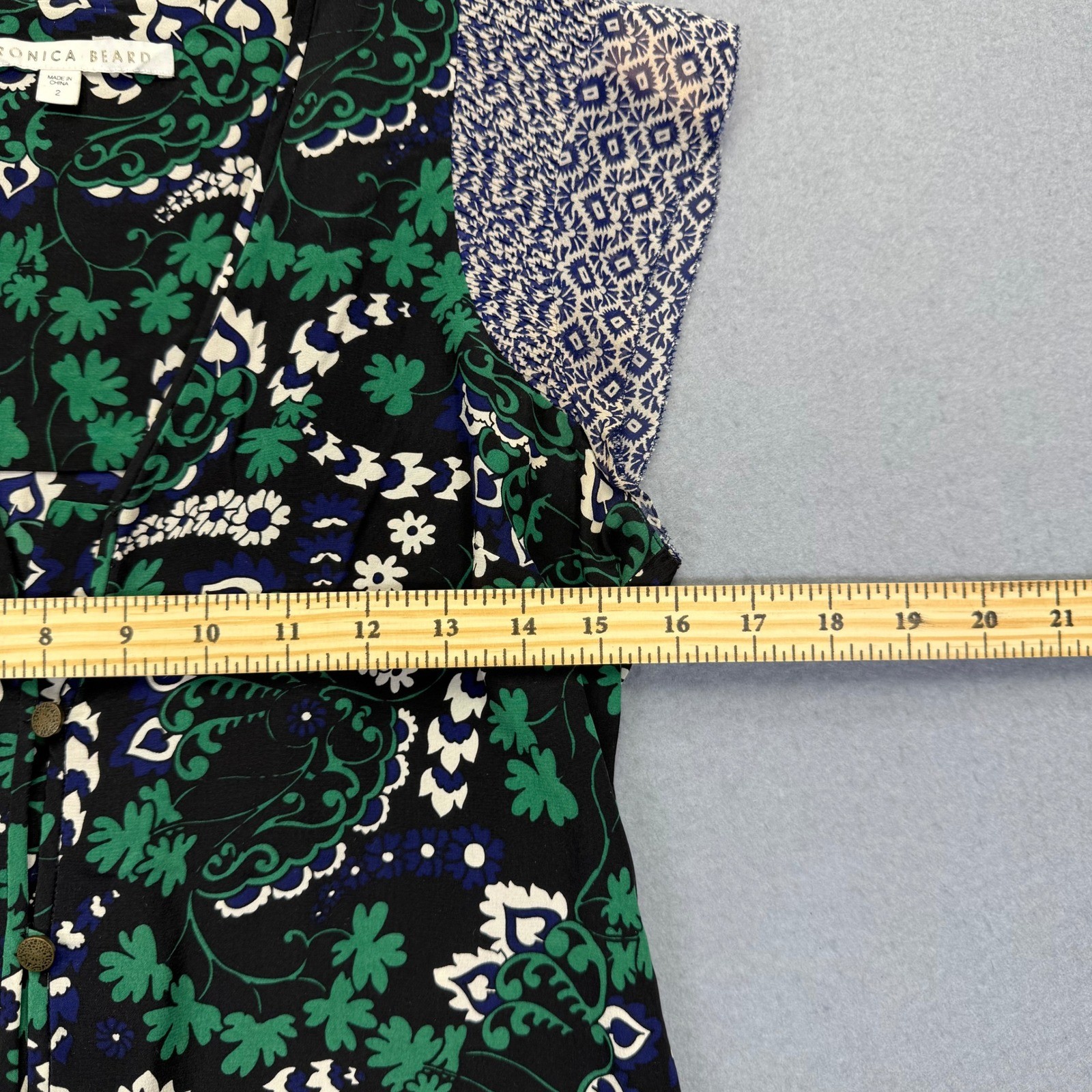 Veronica Beard Womens Silk Floral Paisley Mixed Print Cap Sleeve Blouse Size 2